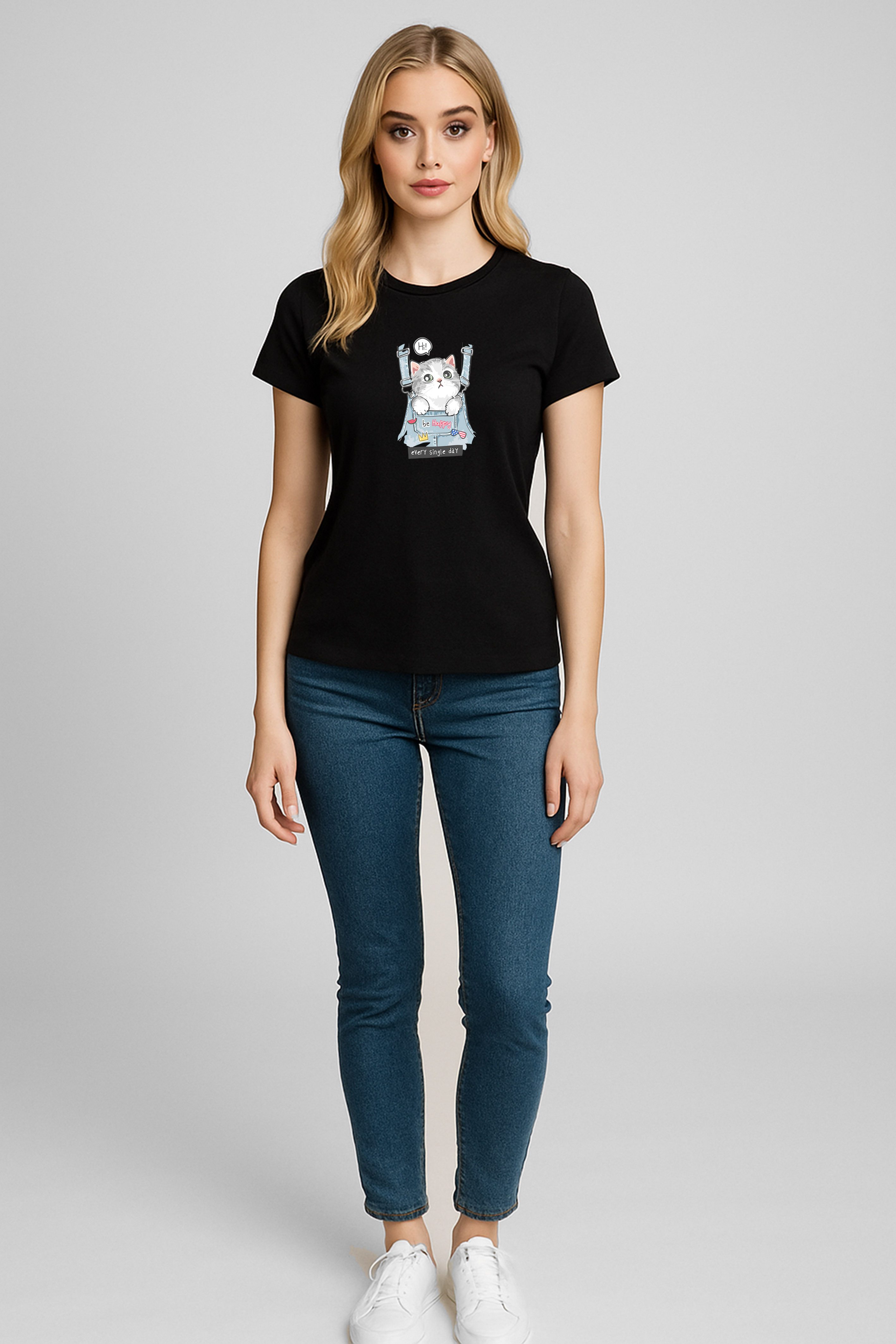 Banco T-Shirt Damen mit Katzen-Print Kurzarm günstig online kaufen