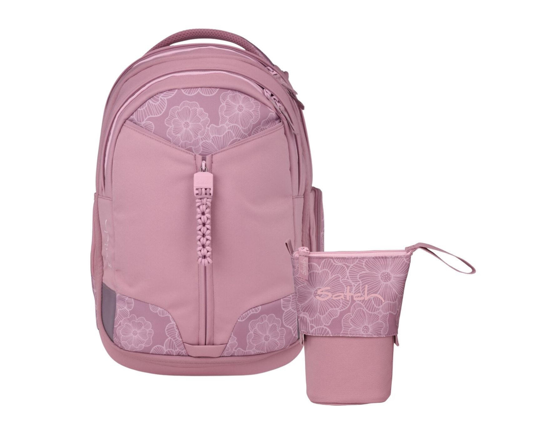 Satch Schulranzen Schulrucksack-Set MATCH Magnolia Dream 2-teilig (2-teilig), Schulranzen, ergonomisch, 30 + 5 Liter, 4 Fächer