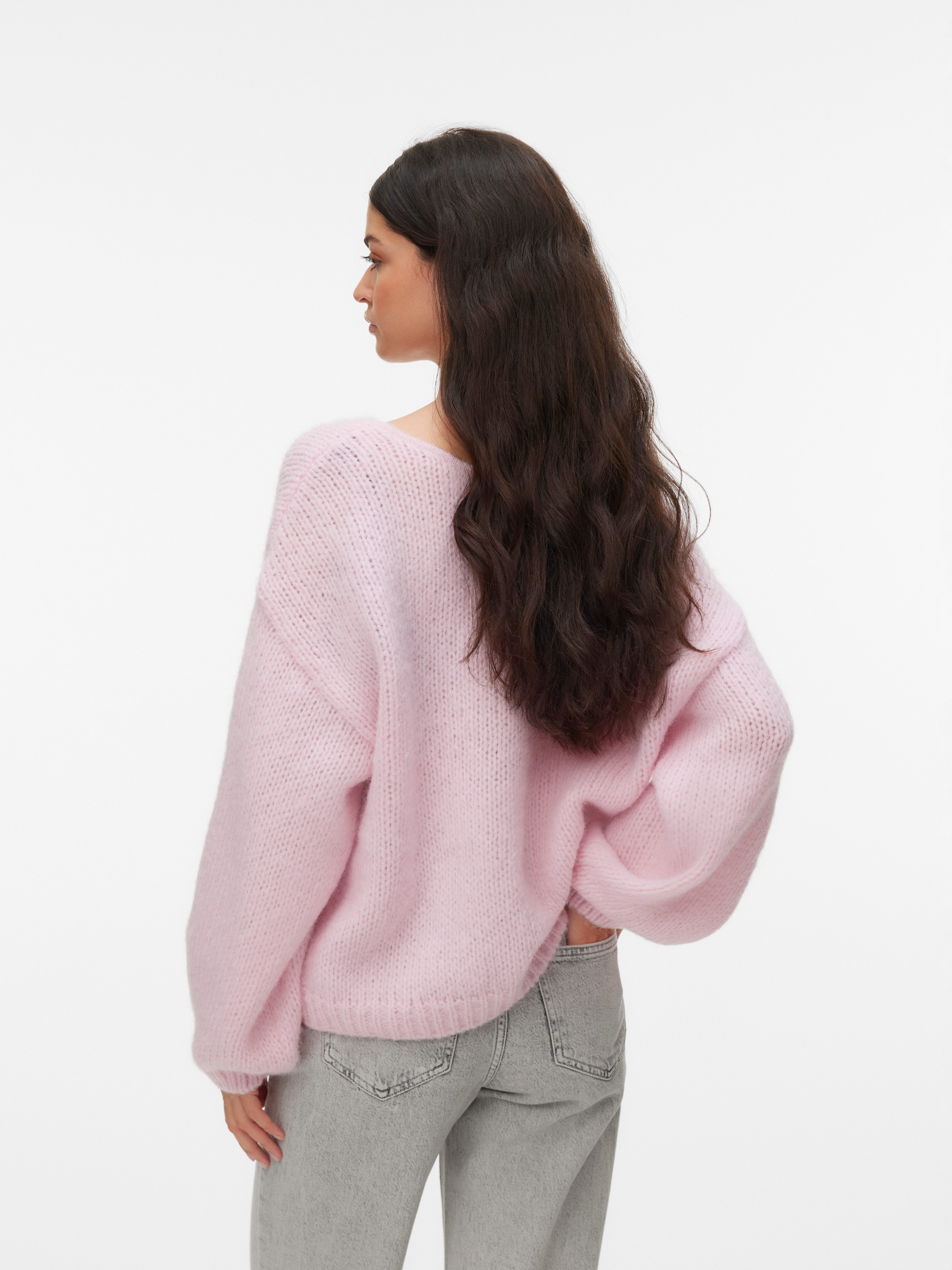 Vero Moda Strickpullover VMMAYBE LS 2WAY V-NECK PULLOVER NOOS Kunstfaser, locker geschnitten, V-Ausschnitt