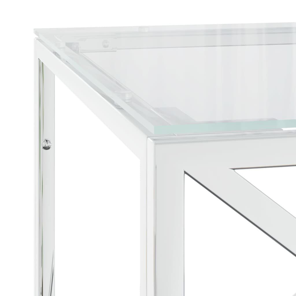 und Couchtisch vidaXL (1-St) Edelstahl cm Glas 110x45x45 Couchtisch