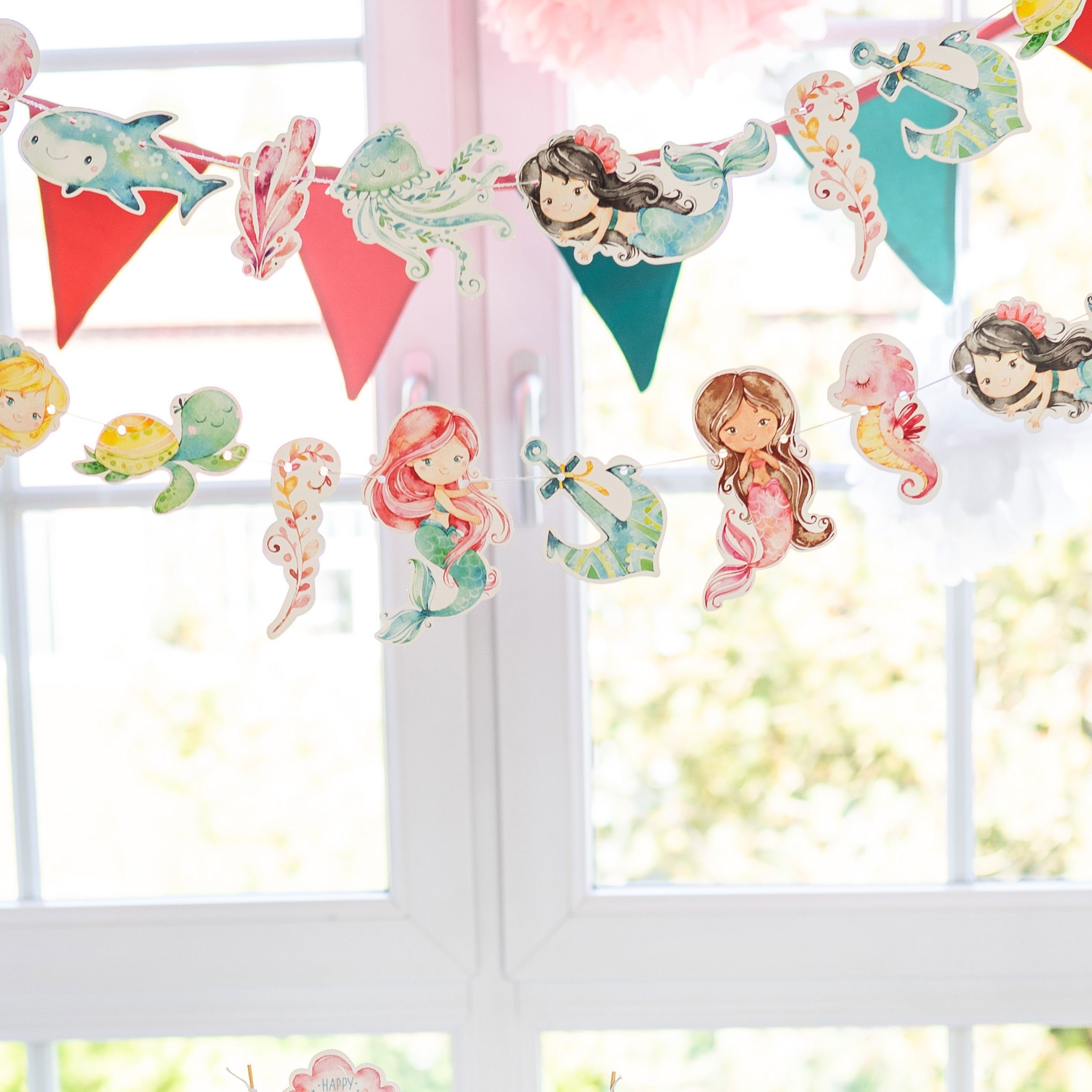 PAPIERDRACHEN Girlande Girlande Geburtstag - Deko für Kindergeburtstag - 10 m Partygirlande, für Mädchen und Jungs