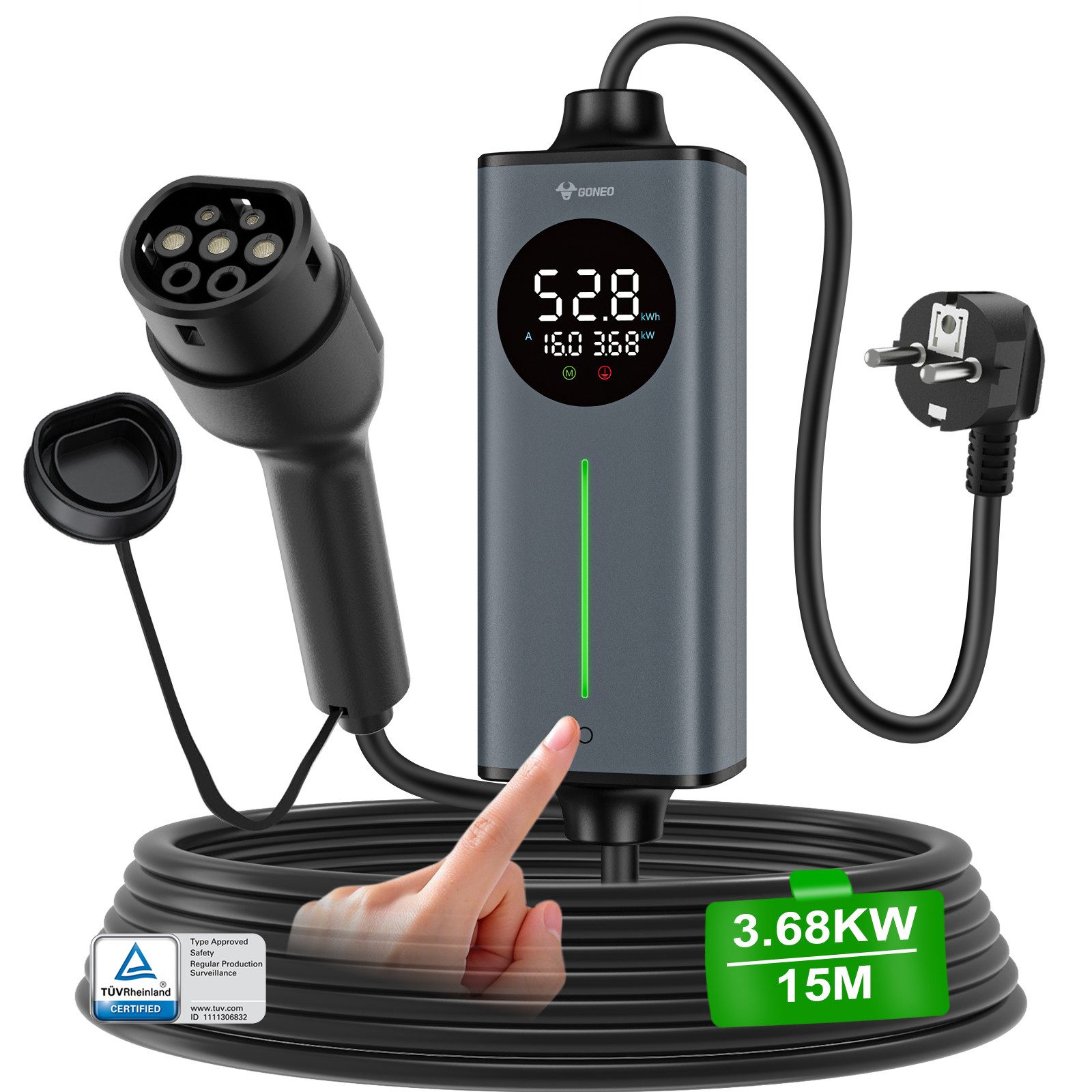 Elektroauto-Ladestation, Typ 2 Ladekabel Schuko