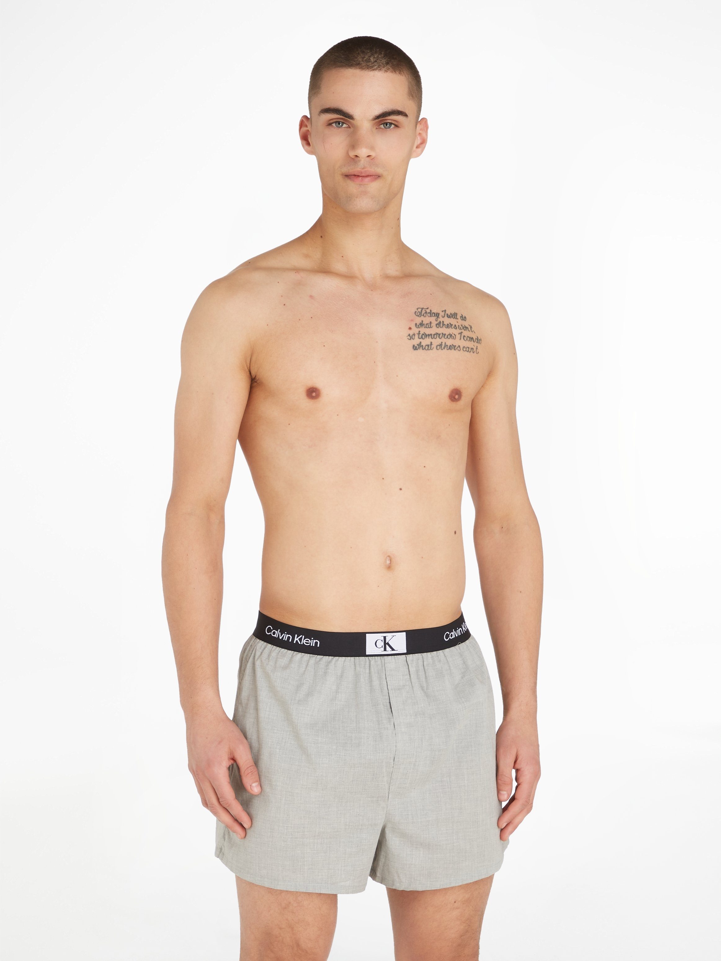 SLIM (Packung, 3PK Underwear Boxer 3er-Pack) Calvin mit BOXER 3-St., Logoschriftzug Klein