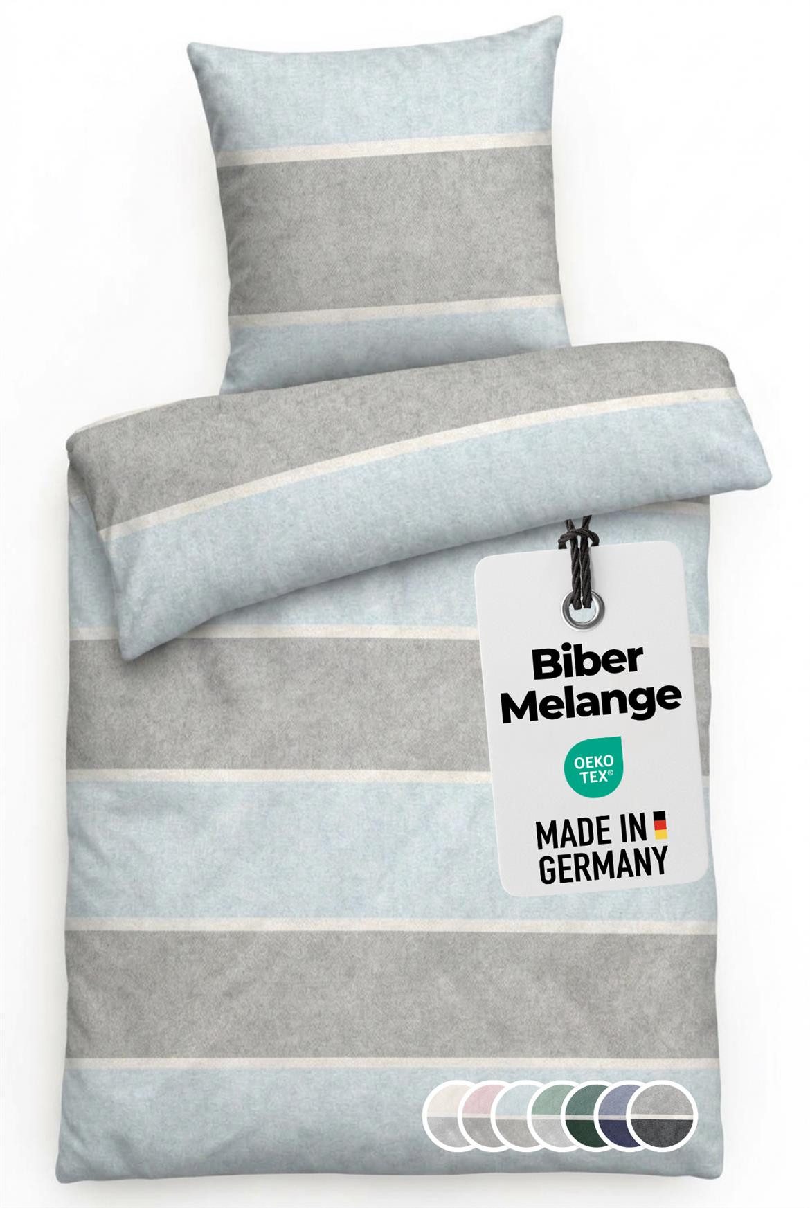 Carpe Sonno Bettwäsche Biber Flauschige Bettwäsche Winter Flanell Baumwolle 135x200 / 155x220, Biber, 2 teilig, MADE IN GERMANY - Warme Kuschelbettwäsche - 135 x 200 - Blau Grau
