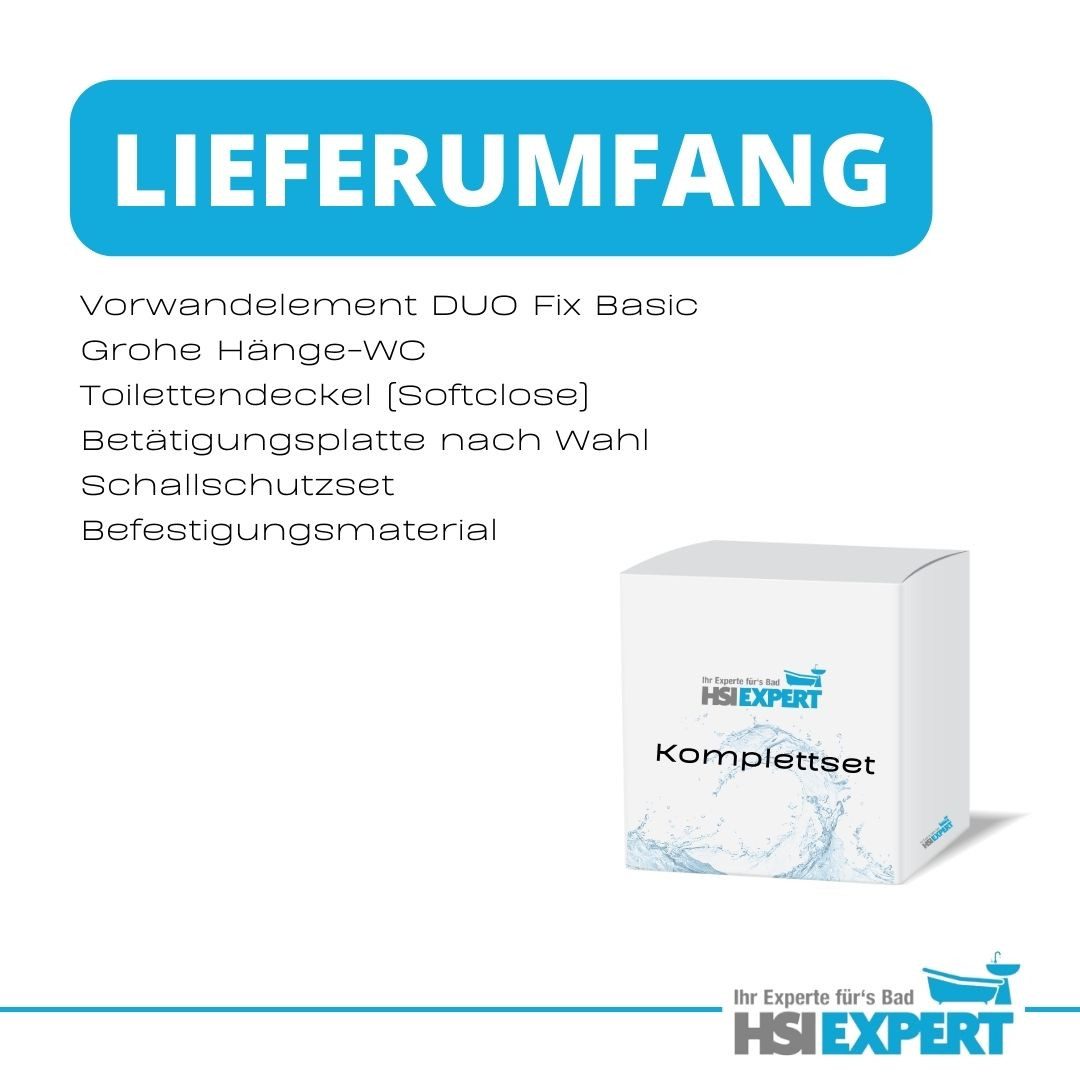 GEBERIT Vorwandelement WC Geberit Spülkasten Grohe WC Drückerplatte schwarz, Spar-Set