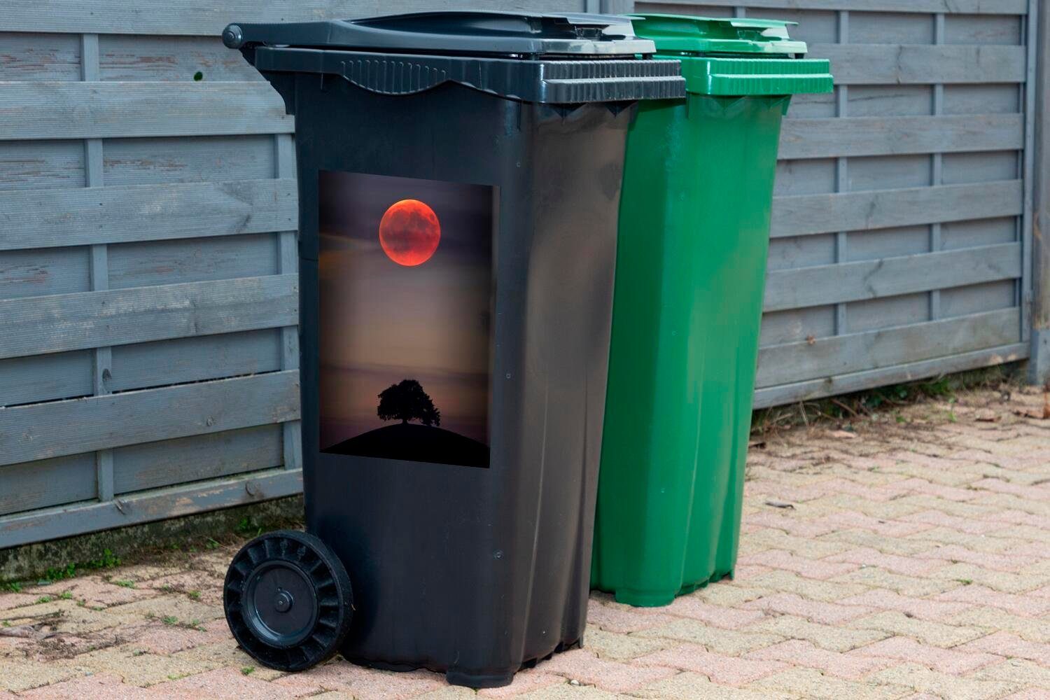 MuchoWow Wandsticker Mond St), (1 Rosa Sticker, Abfalbehälter Mülltonne, Mülleimer-aufkleber, Baum Container, - 