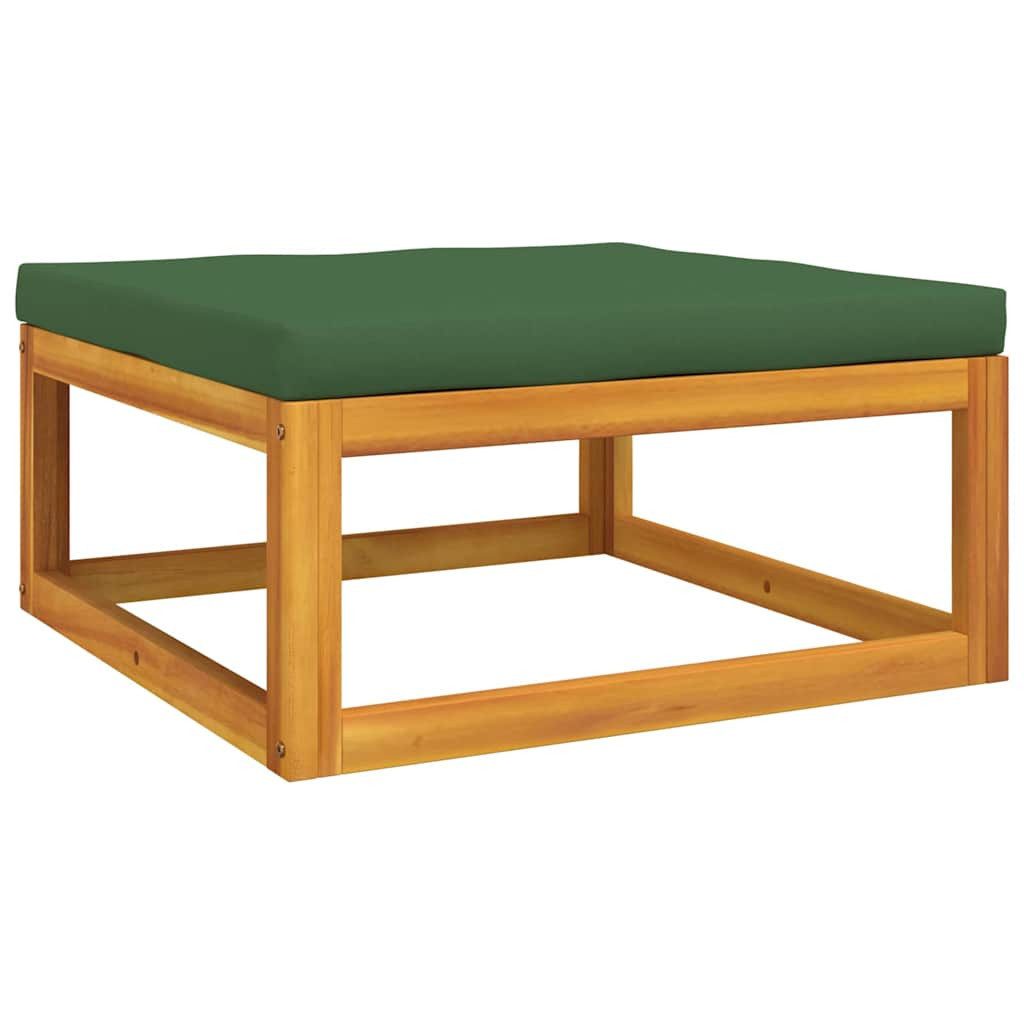 vidaXL Sofaelement Gartenhocker mit Grünem Kissen Massivholz (1 St)
