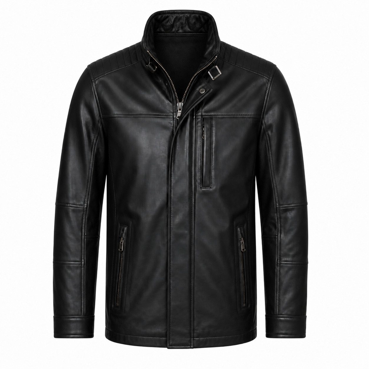 Mouflon Lederjacke Danny „Echtes Herren Lederparka Schwarz mit extra langen Ärmeln