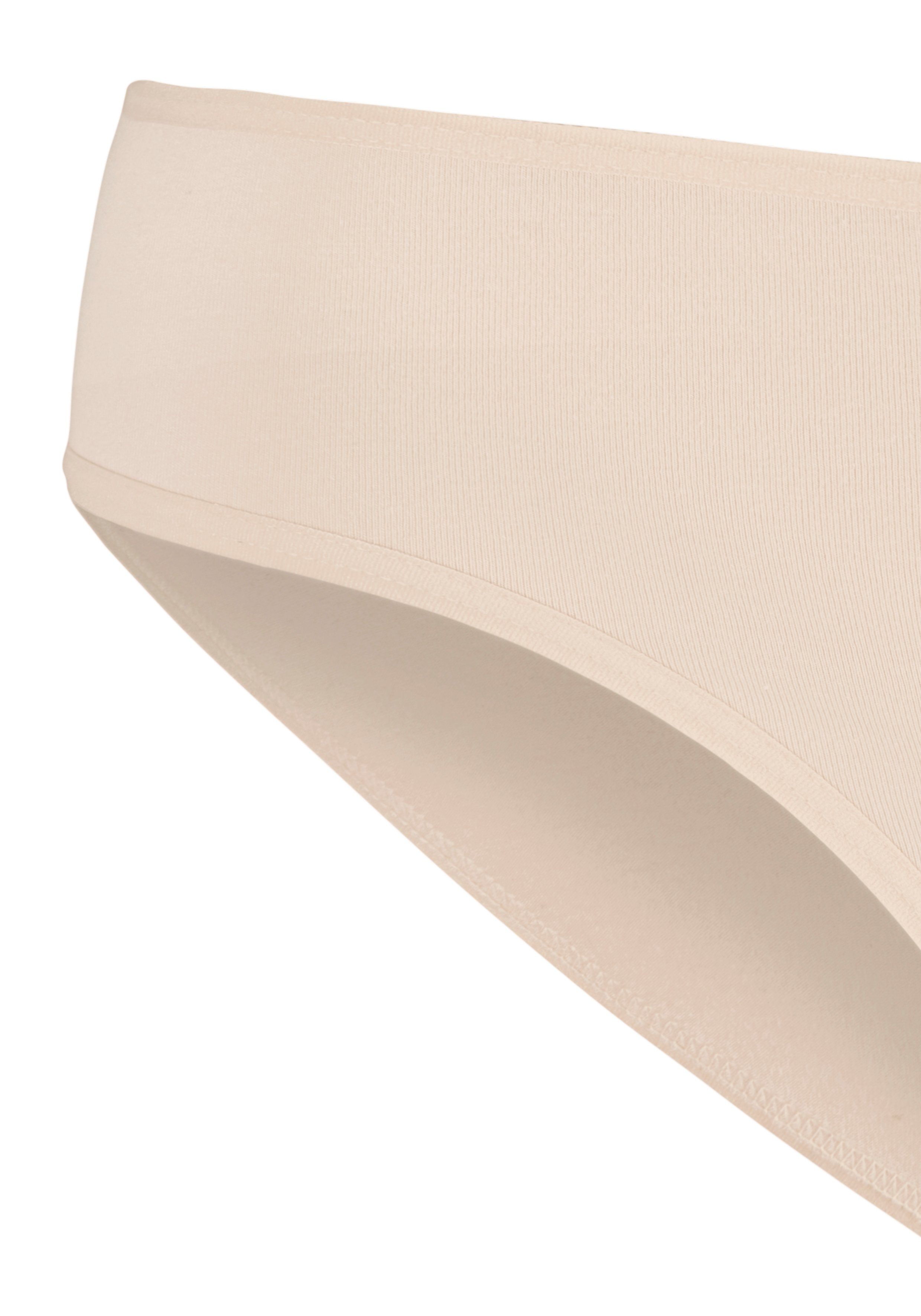 Baumwolle LASCANA nougat, Slips elastischer (Packung, aus Jazz-Pants beige, schwarz 4-St) champagner,