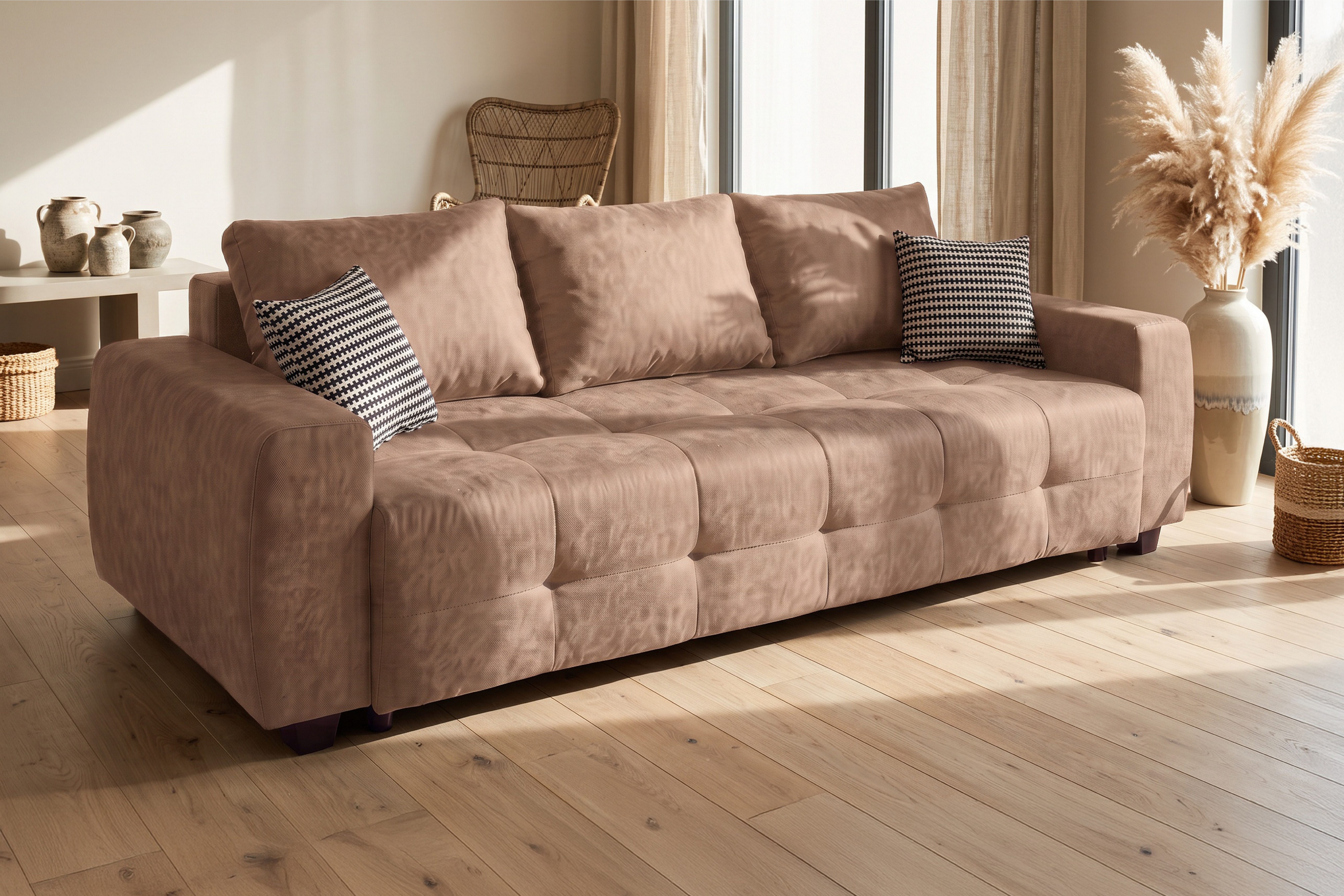 OTTO home Schlafsofa Bella B: 241 cm, Liegefl. 142x194 cm mit Bettkasten & Zierkissen, Schlafcouch mit Gästebett, 2 Zierkissen inklusive, frei stellbar