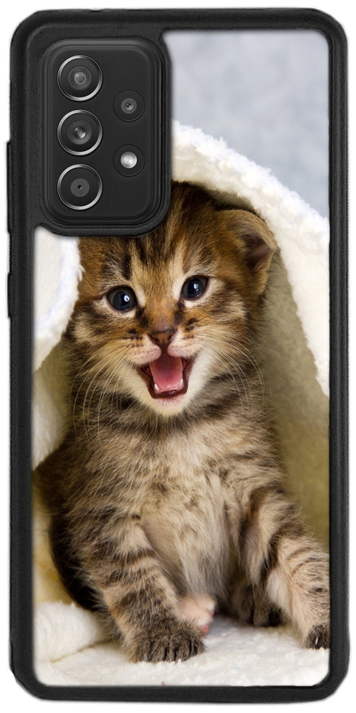 Traumhuelle Handyhülle TPU HÜLLE Silikon MOTIV 271 Case Cover Schutzhülle Backcover Etui 5G, Baby Katze Kitten Handy Bumper Smartphone Rückschale Schwarz