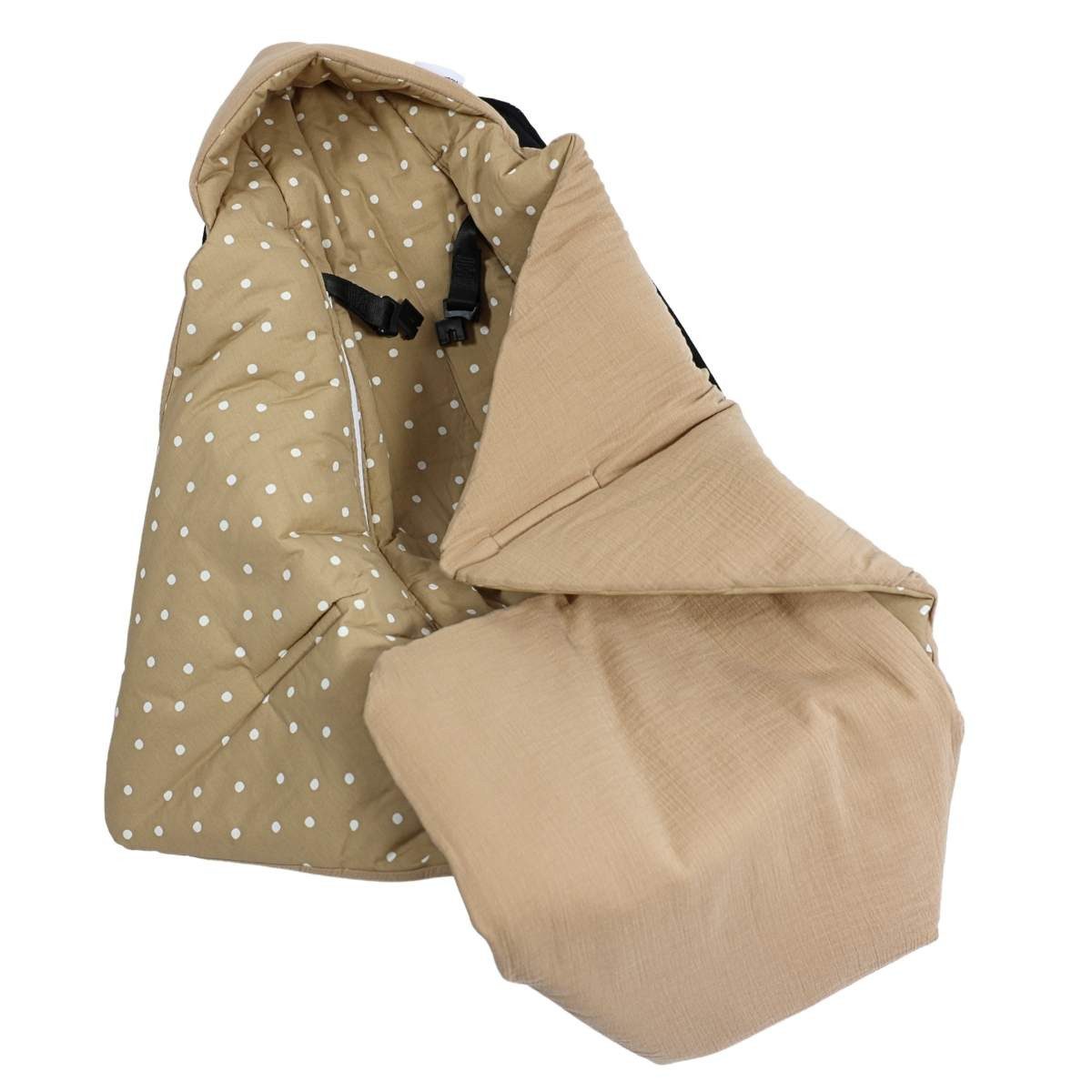 Babydecke Einschlagdecke Musselin taupe/Punkte beige, HOBEA-Germany, günstig online kaufen