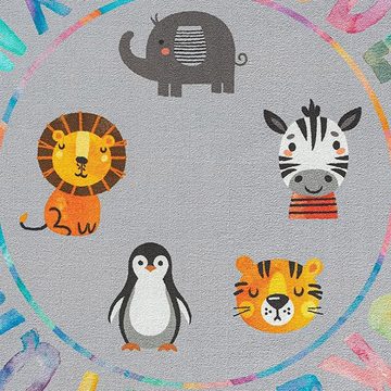 Kinderteppich Kinderteppich mit Buchstaben Alphabet in bunten Farben grau, Teppich-Traum, rechteckig, Höhe: 5 mm