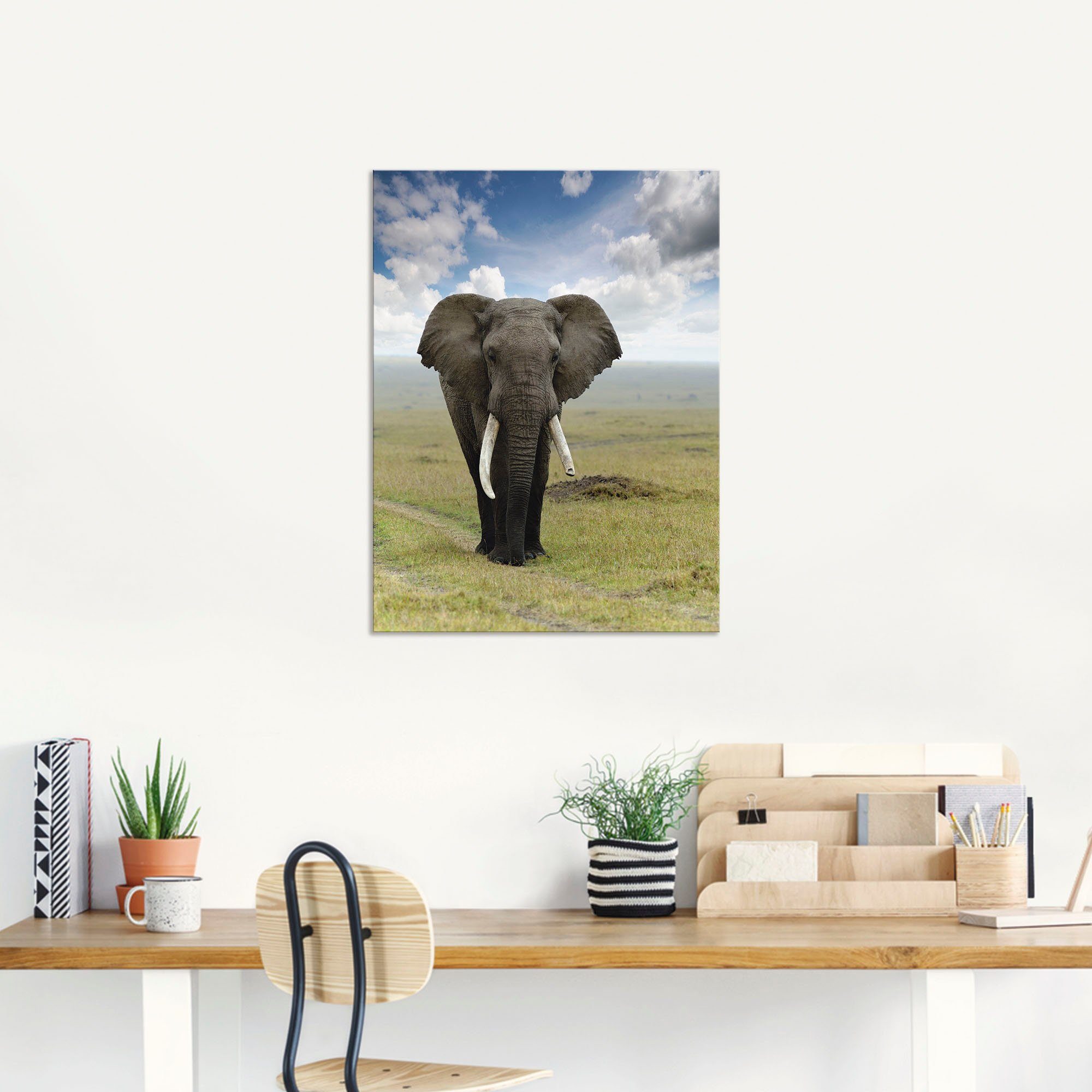 Artland Wandbild Elefant, Wildtiere Größen Alubild, Wandaufkleber St), versch. Leinwandbild, (1 als in Poster oder
