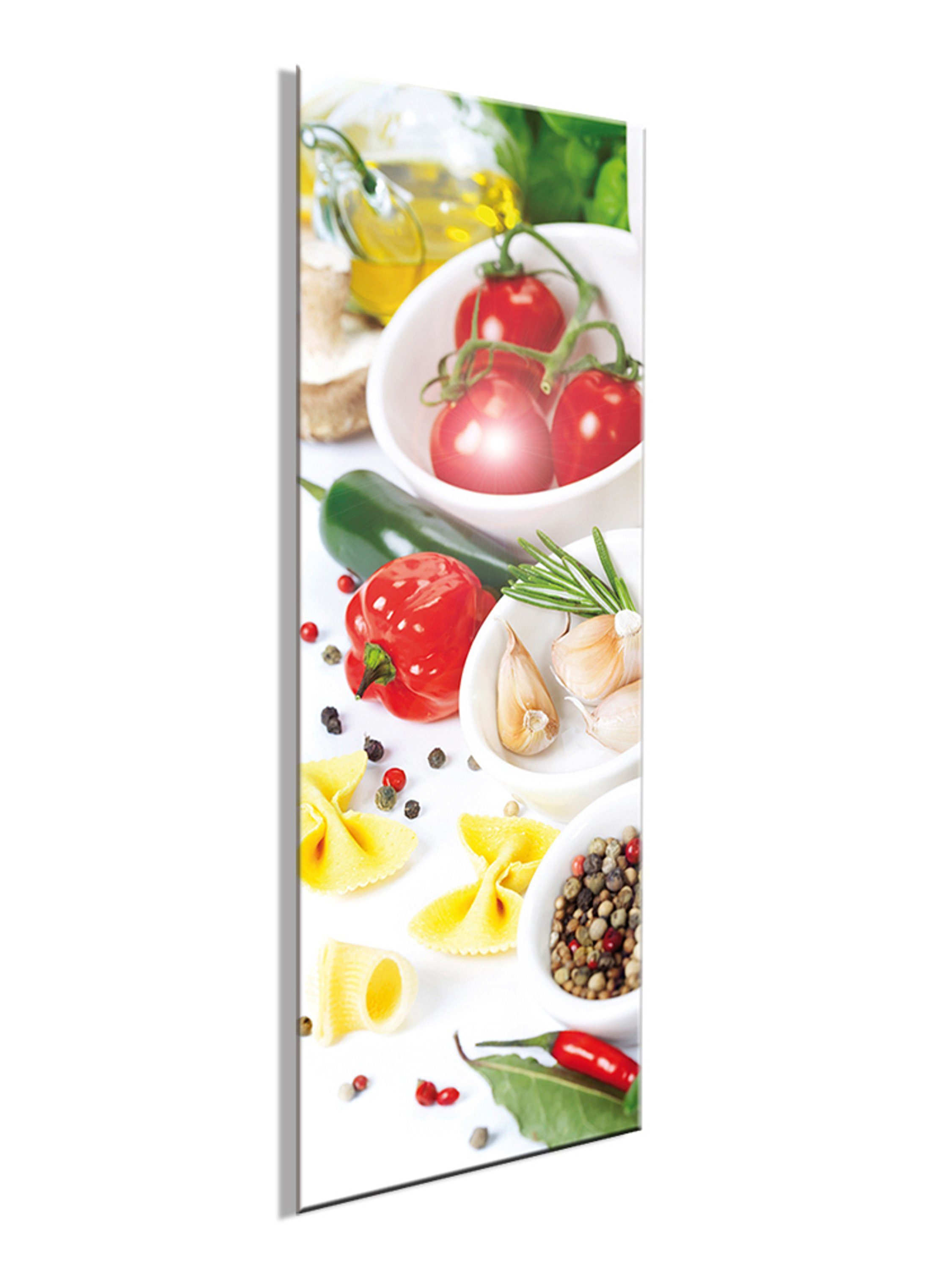 artissimo Küche Küchenbild aus Italien Glasbild Bild I 30x80cm Glasbild Food-Fotografie: Pasta Pasta, italienische Glas