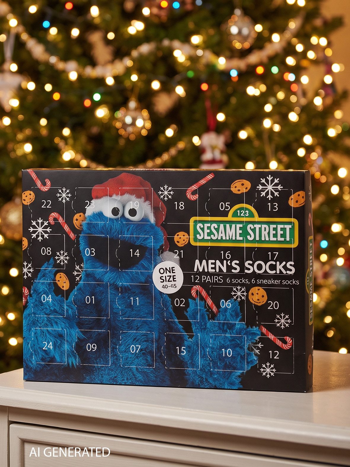 United Labels® Adventskalender Sesamstraße Socken Adventskalender mit 12 Paar kurz und lang – Bild 2 von 5
