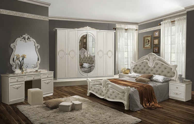 Interdesign24 Schlafzimmer-Set Noana, im klassischen Barock Stil Beige Farben 7-Teilig