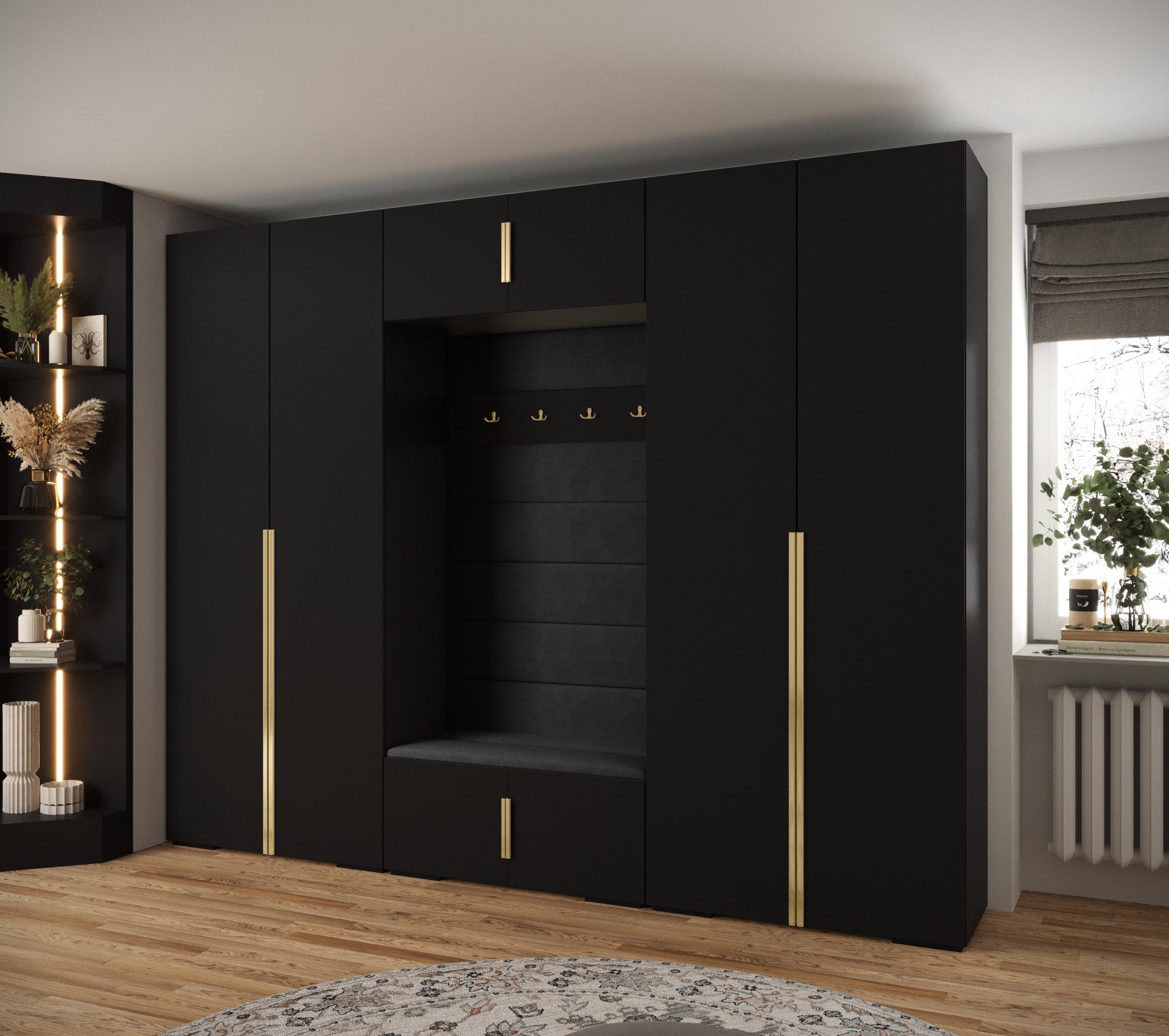 ABIKS MÖBEL Kompaktgarderobe INOVA 1 SATZ 9 Möbelset, Garderobe mit Kleiderstange und Regalen