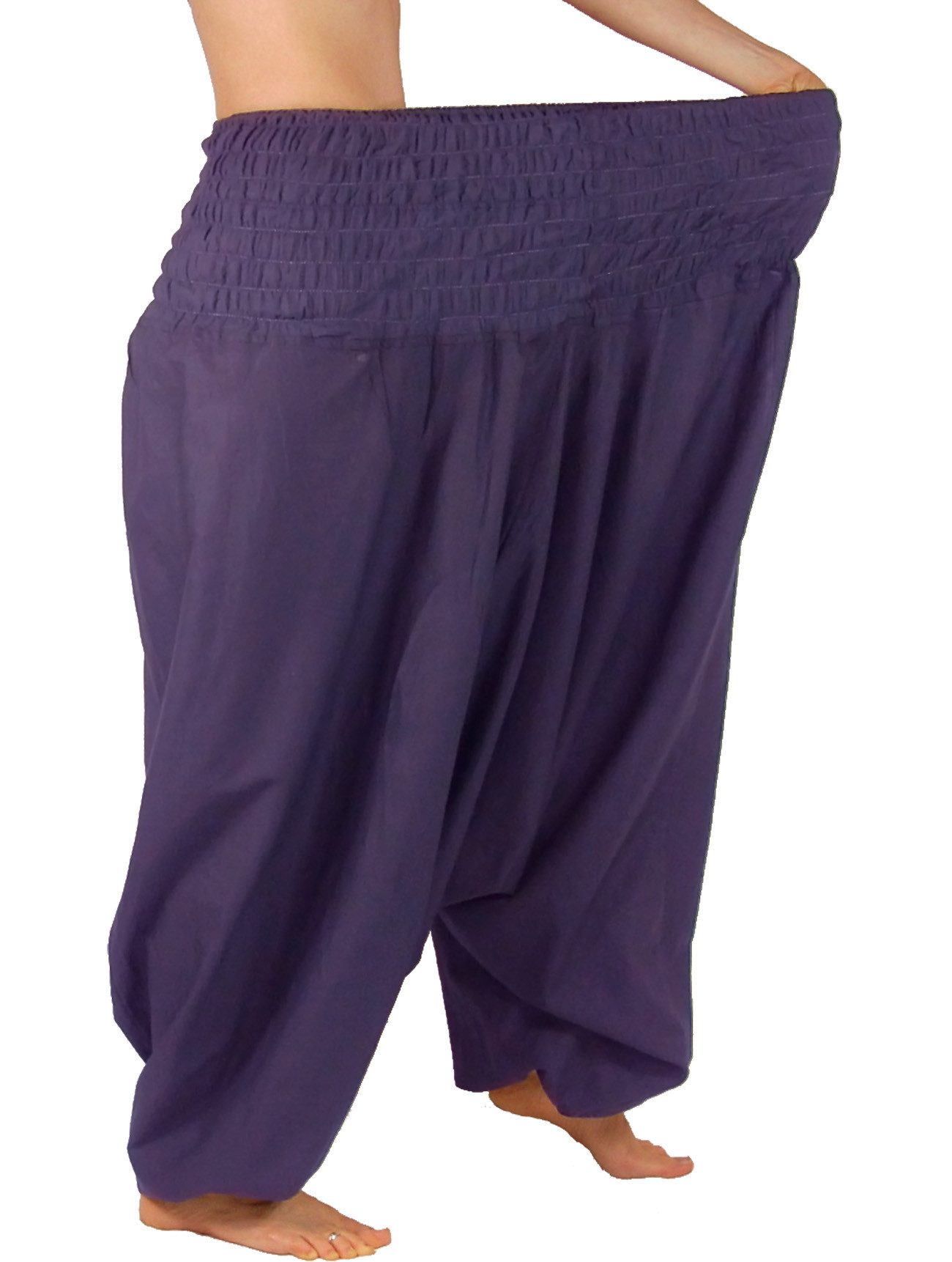 Leucht-Welten Haremshose Extragroße Haremshose XXL Aladinhose für Damen und Herren Lila Pumphose aus Baumwolle