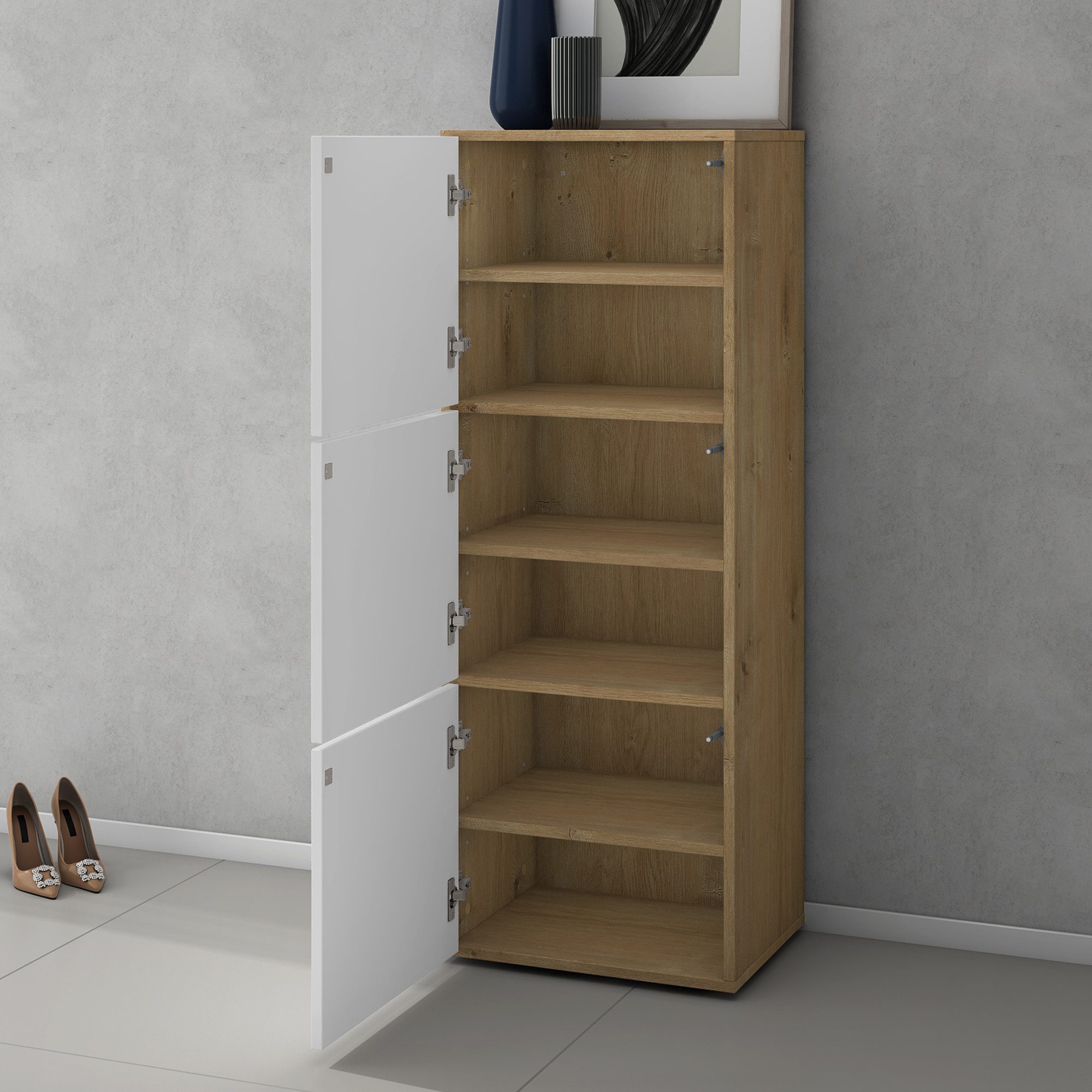 doporro Schuhschrank Schuhregal Schuhkipper mit 3 Fächern BTH:45x36x120cm Schuhschrank02