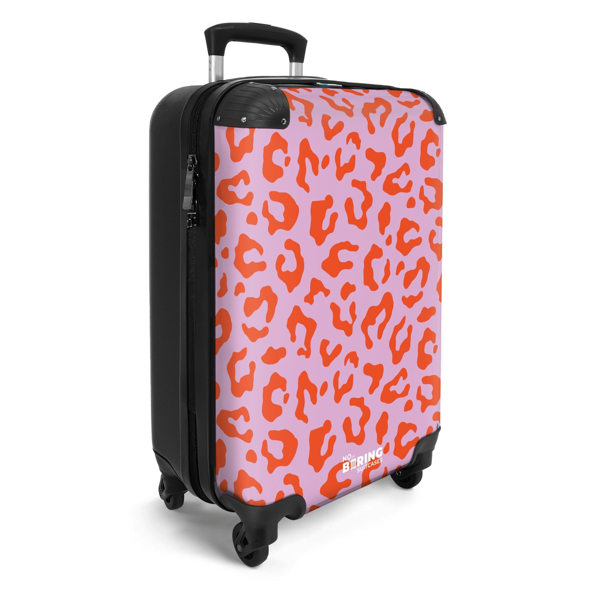 NoBoringSuitcases.com© Hartschalen-Trolley Rosa mit rotem Panther-Aufdruck günstig online kaufen