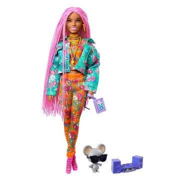 Barbie Spielzeug-Bus Mattel Barbie Extra Puppe mit pinken Flechtzöpfen, (Puppe)
