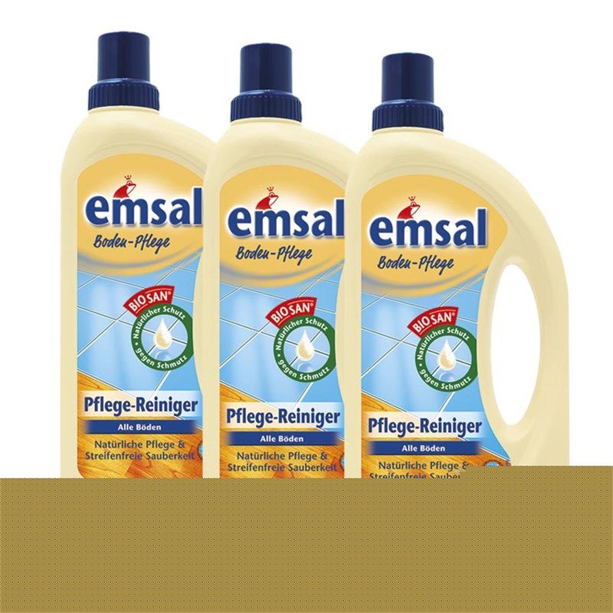 3x emsal Boden-Pflege Pflege Reiniger 1 Liter mit Biosan - Natürliche Fussbodenreiniger