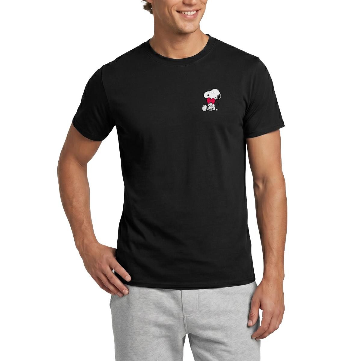 Spreadshirt T-Shirt Peanuts Snoopy mit Herz Brustmotiv Männer T-Shirt (1-tlg)