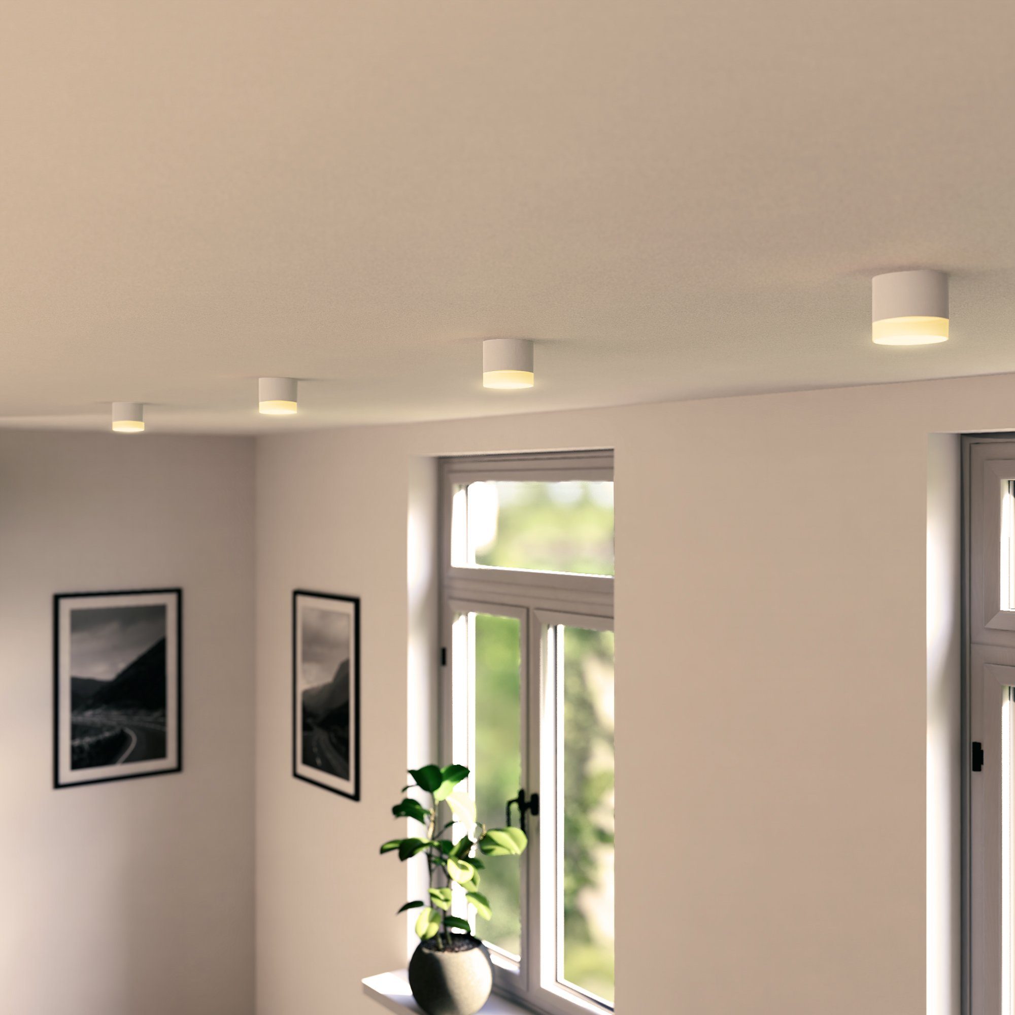 SSC-LUXon LED Aufbaustrahler VORA LED Aufbaulampe rund weiß mit LED GX53 dimmbar warmweiß, Warmweiß