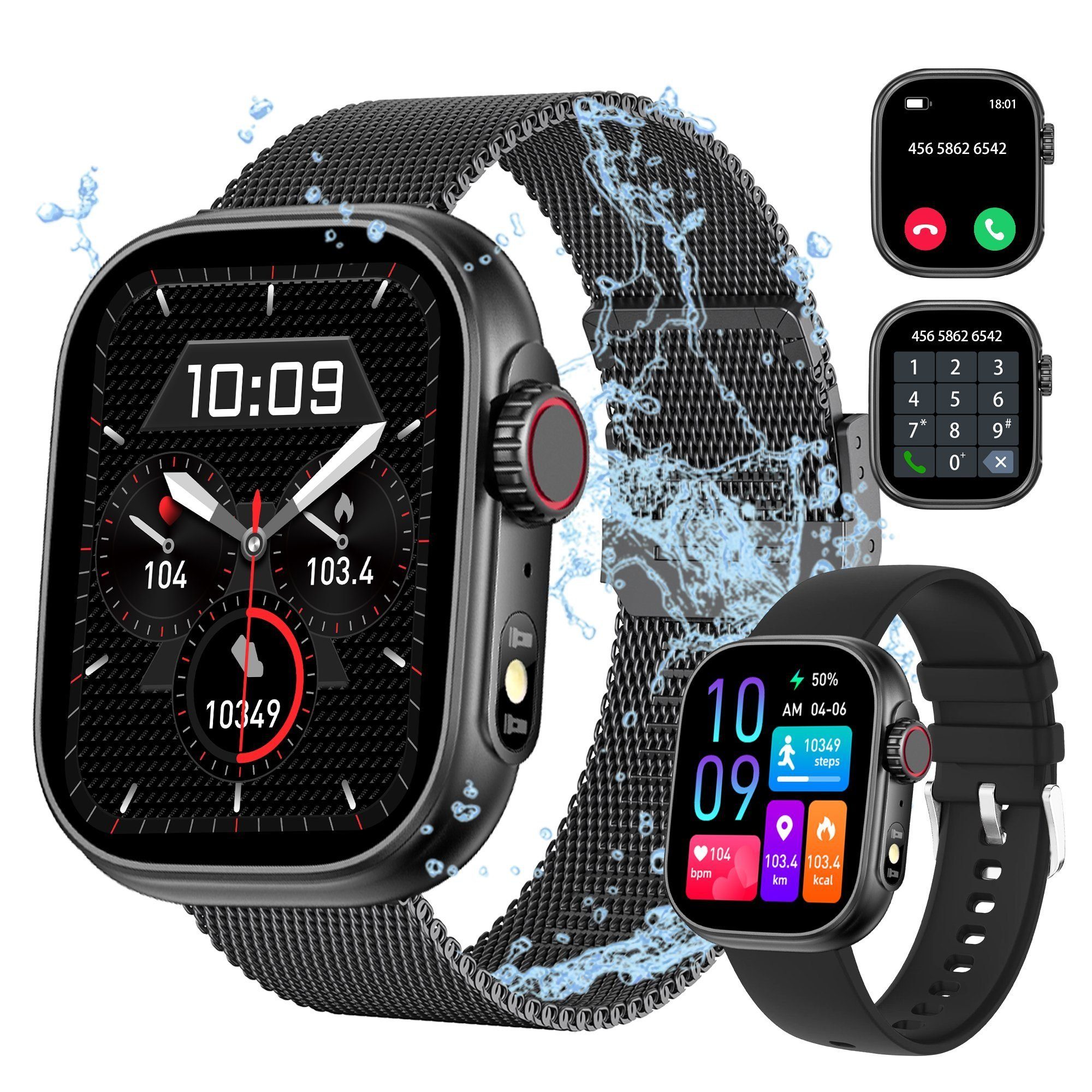 IBETTER Smartwatch, Damen Herren Smartwatch, Fitness Tracker Uhr Smartwatch (Fitnessuhr mit Telefonfunktion 2,01