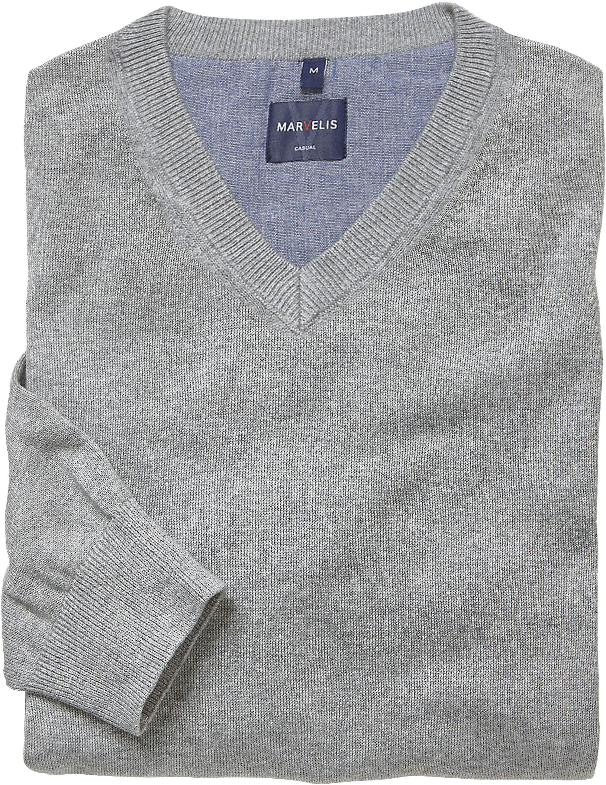 MARVELIS Strickpullover V-Ausschnitt, regular fit, Baumwolle günstig online kaufen