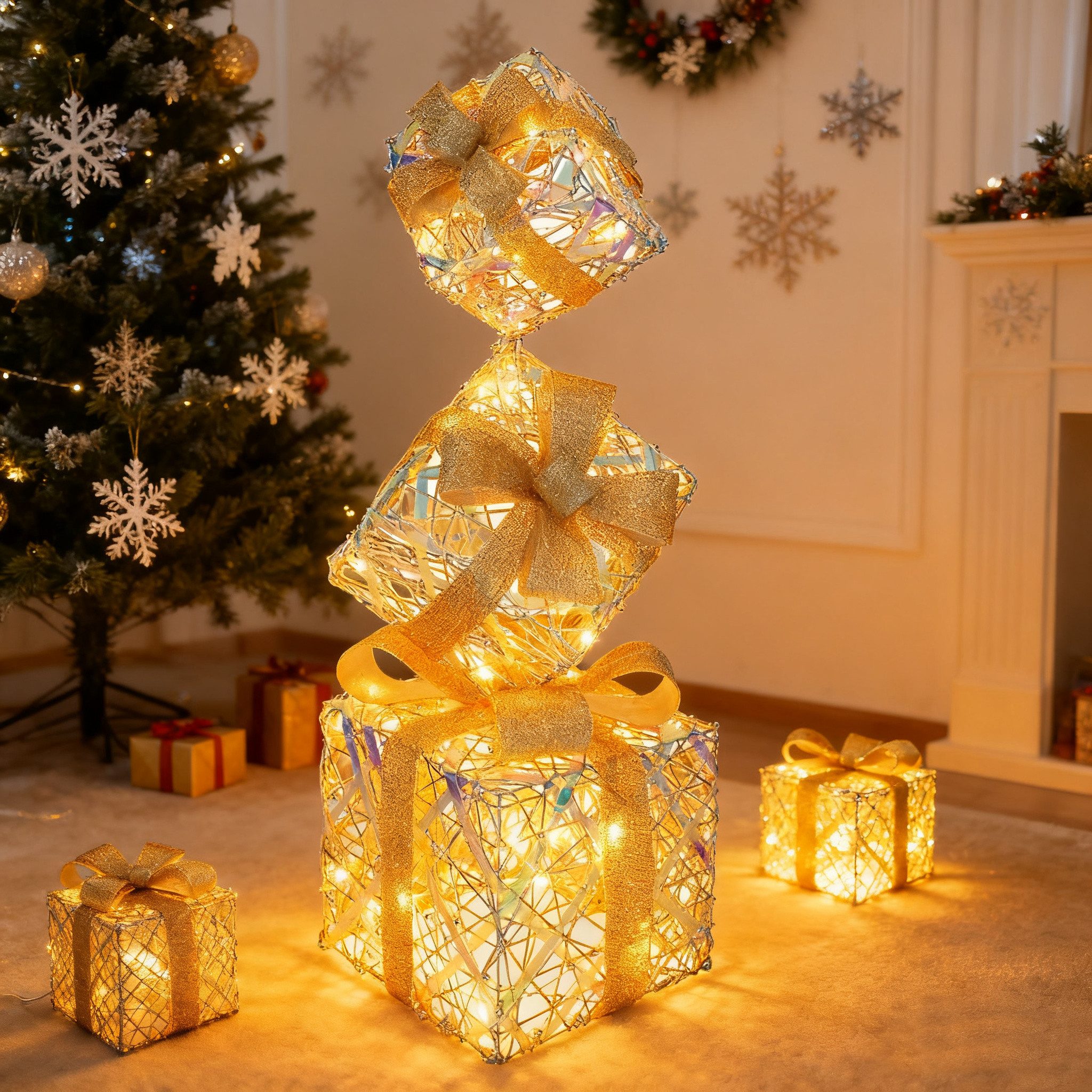 CCLIFE Weihnachtsfigur LED Geschenkbox 3er, Netzstecker günstig online kaufen