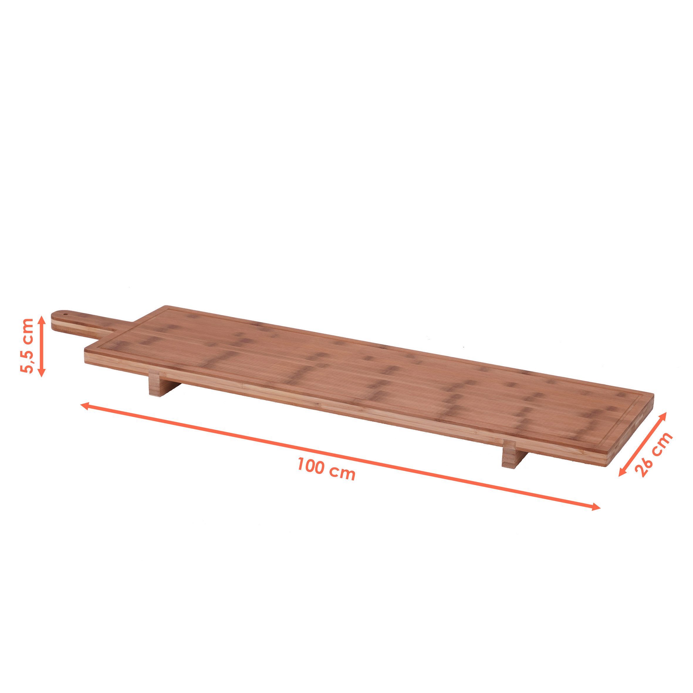 Spetebo Servierplatte XXL Massivholz Servierbrett mit Griff - 100 x 26 cm, Holz, (Brett, 1-tlg., Packung), lange Servierplatte lebensmittelecht – Bild 2 von 5