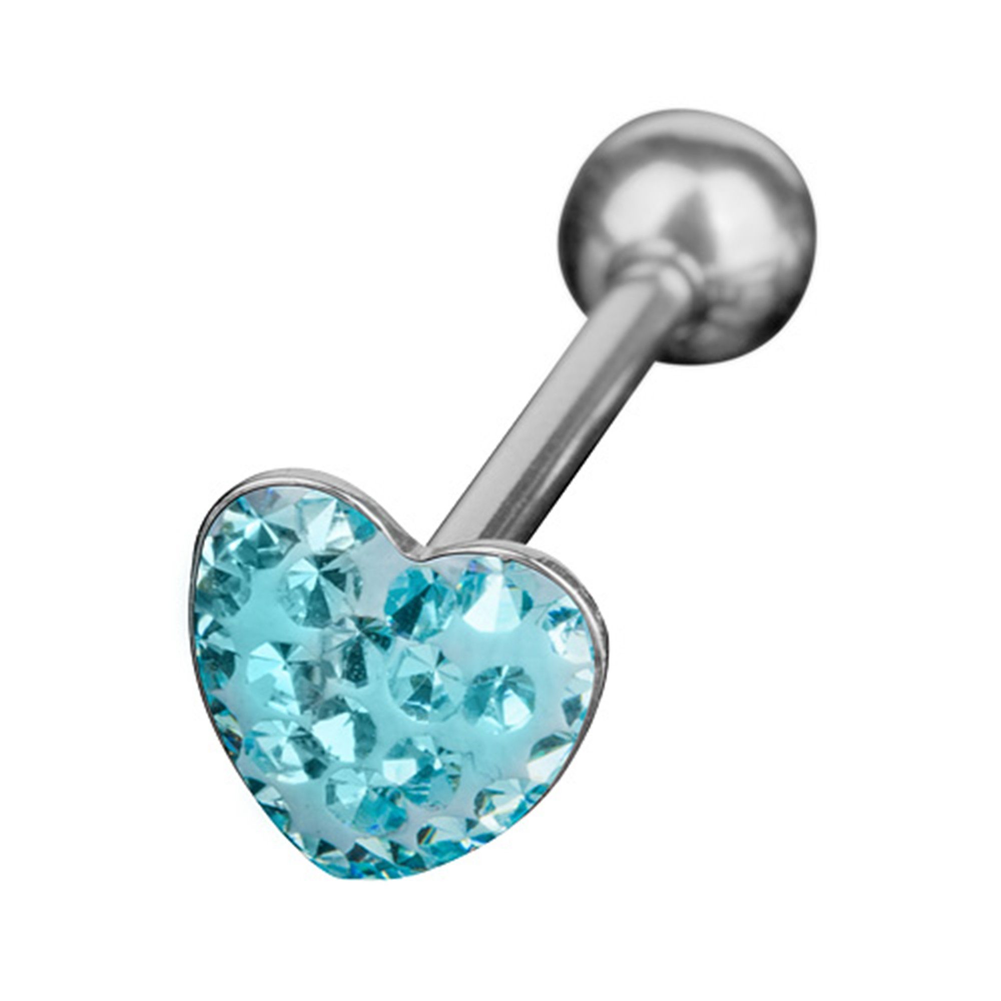 Piercing-Set Kristall Stab Herz, Barbell Taffstyle Aqua Ohr Hantel Helix Epoxy Piercingfaktor Brust Zungenpiercing Stecker Tragus Kugel Intim Oral