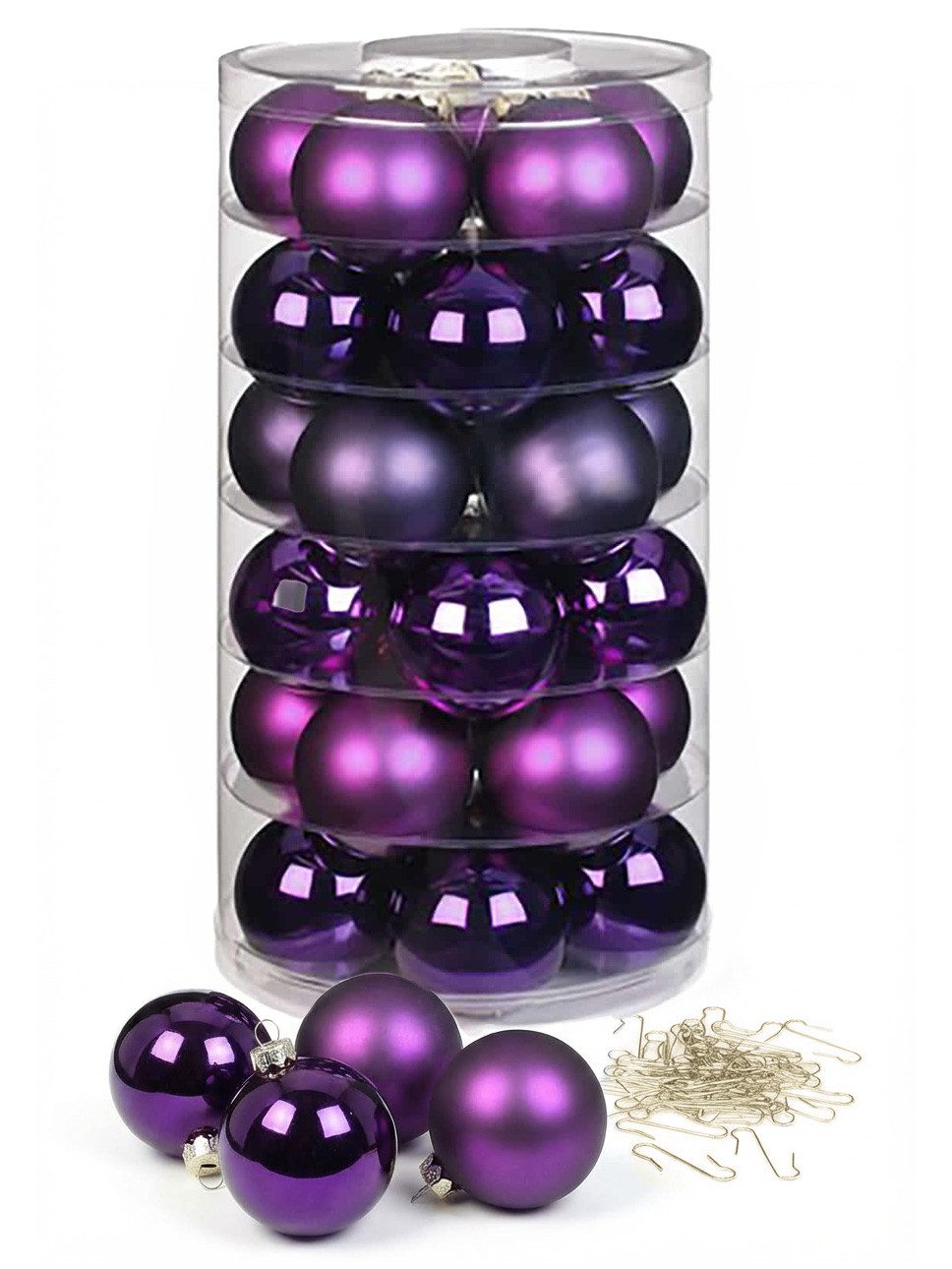 MAGIC by Inge Weihnachtsbaumkugel Weihnachtskugeln 30 Stk 6cm Purple Deluxe mit Haken