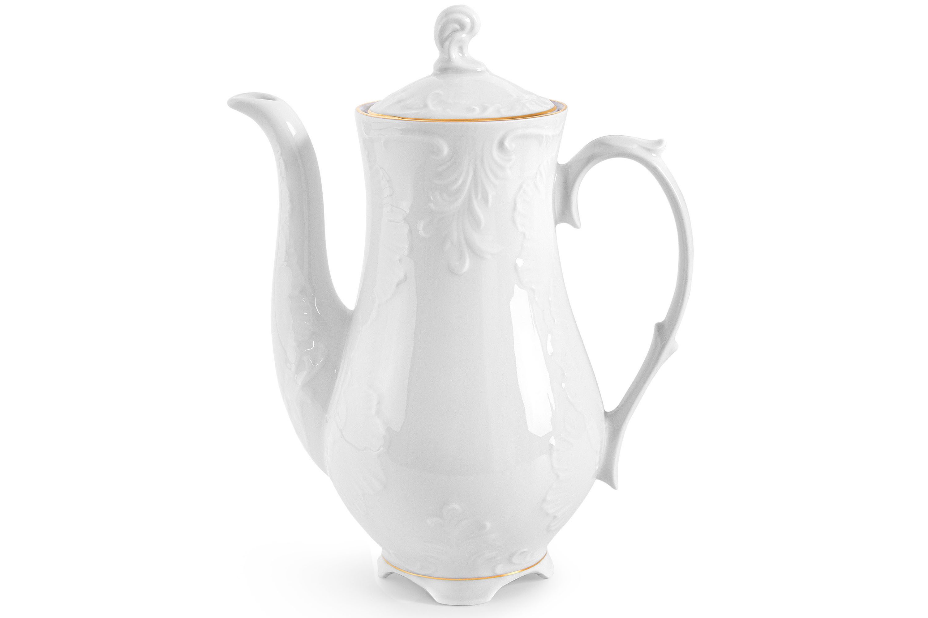 KONSIMO® Teekanne CMIELOW ROCOCO Кувшины, Kaffeekanne, Porzellankanne, 1.2 l, Hochwertiges Premium-Porzellan, mit Deckel, in echtem Gold bemalt