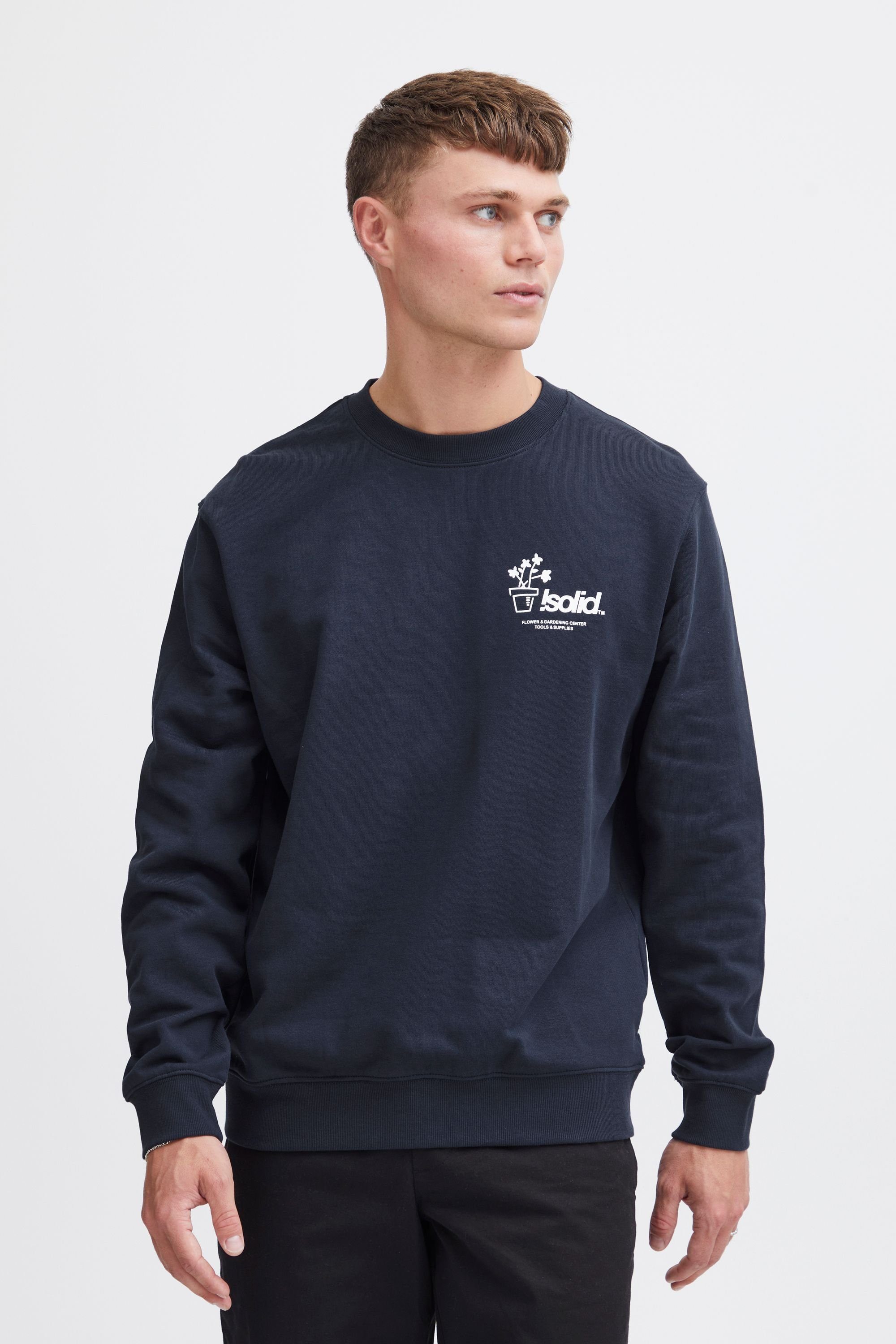 !Solid Sweatshirt SDImran lässiger Rundhalspullover mit Backprint