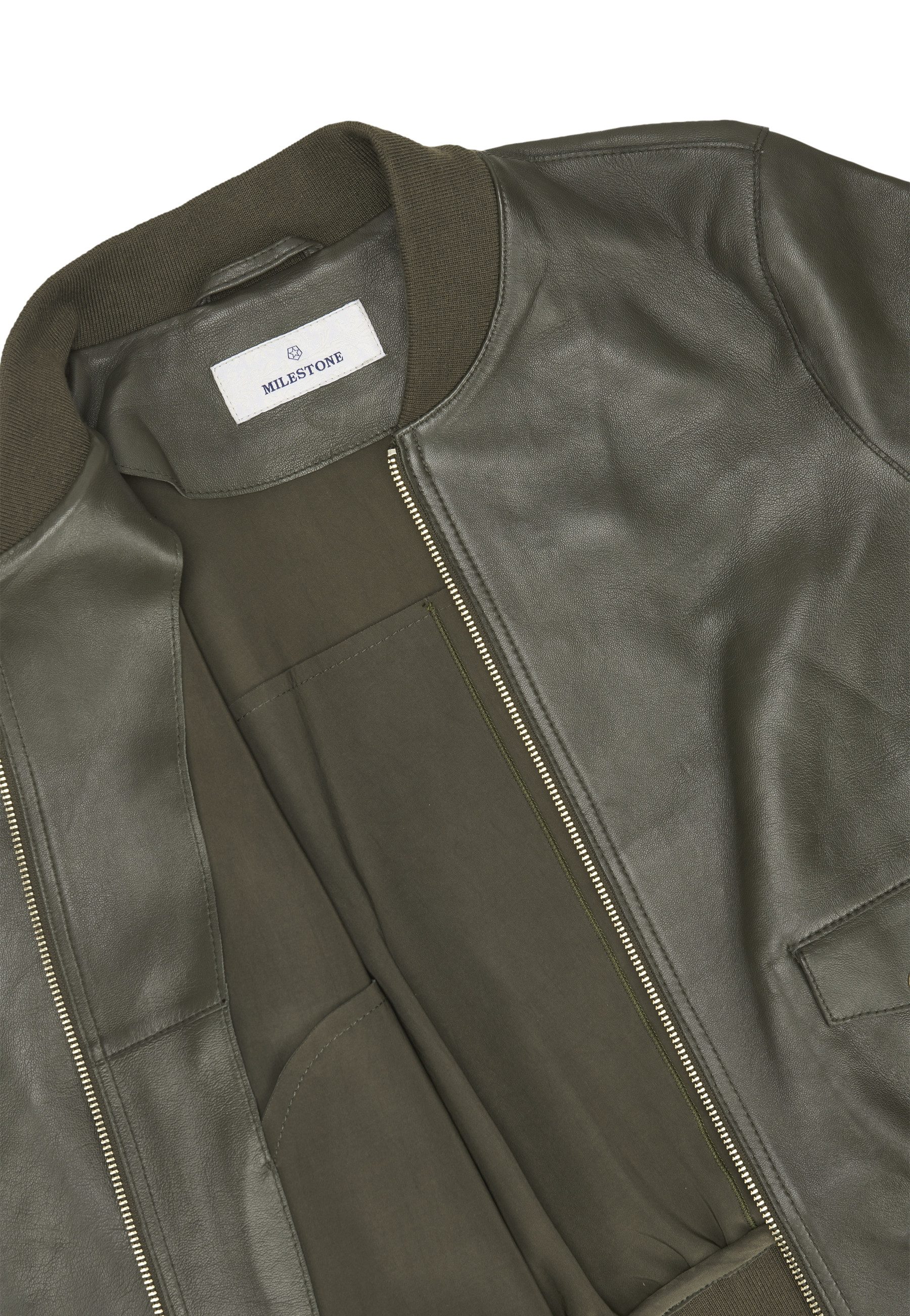 Milestone Lederjacke MSLia Damen Bikerjacke Jacke Leder casual normale Passform