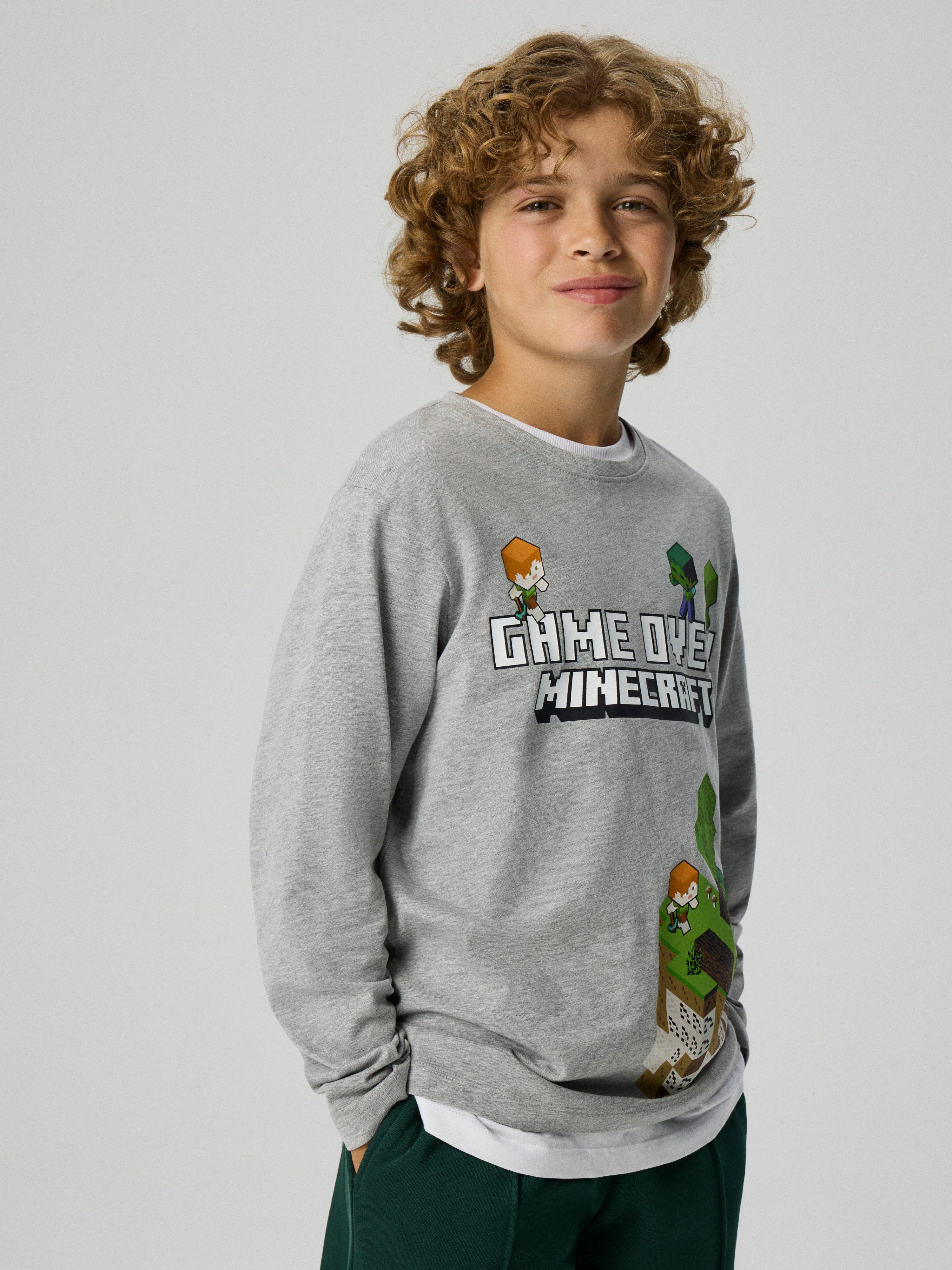 Name It Langarmshirt NKMAR MINECRAFT LS NREG TOP BOX NOOS BFU Baumwolle, regular fit, mit Minecraft Druck