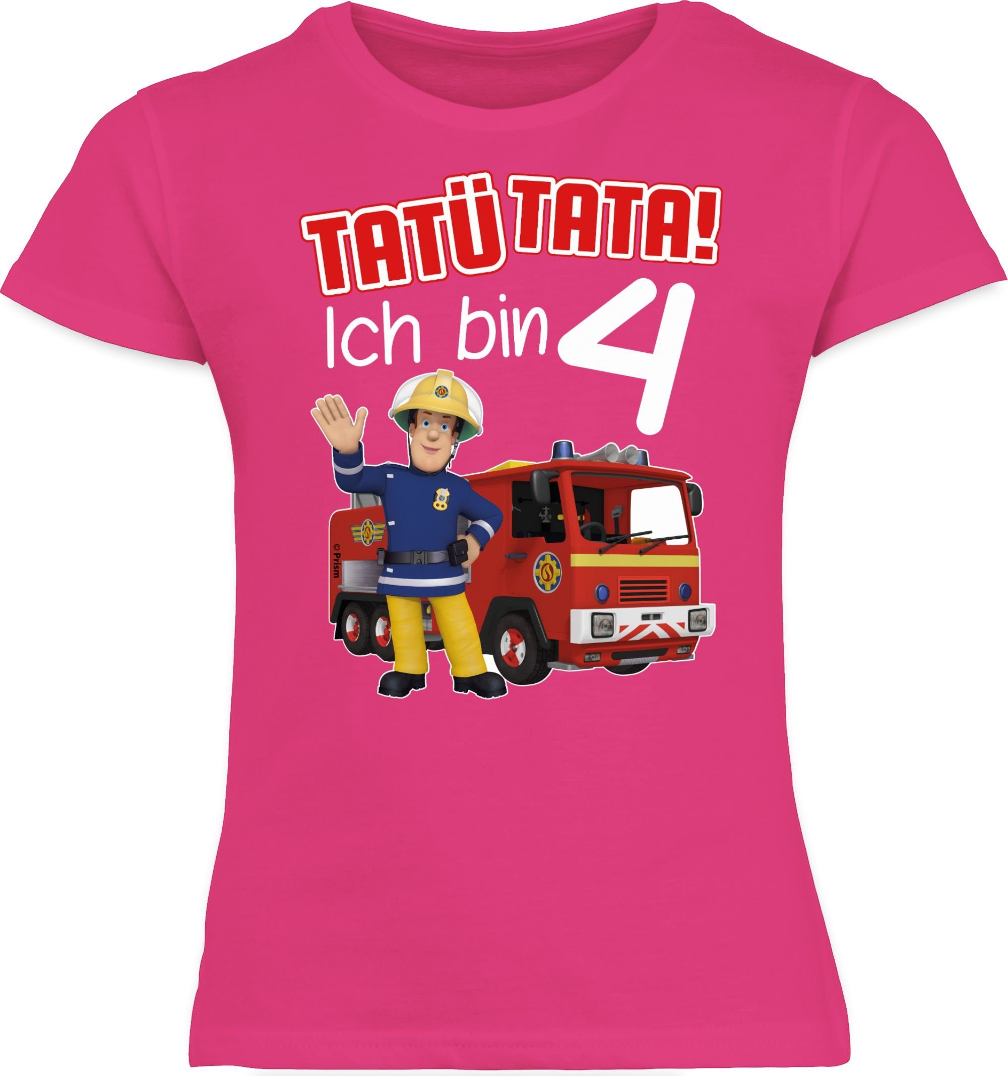 1 Feuerwehrmann Shirtracer Fuchsia rot Tatü T-Shirt bin Sam Mädchen 4 - Tata! Ich