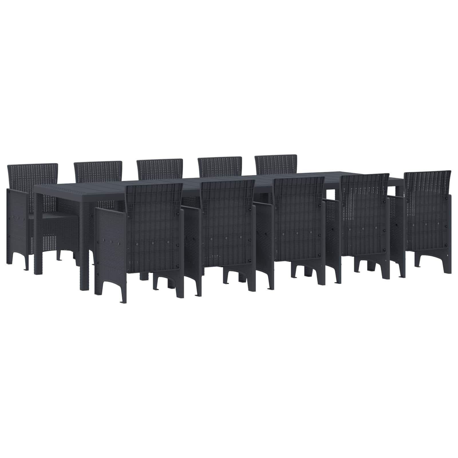 vidaXL Gartenlounge-Set Garten Essgruppe 11 stk. Anthrazit Kunststoff, (11-tlg)