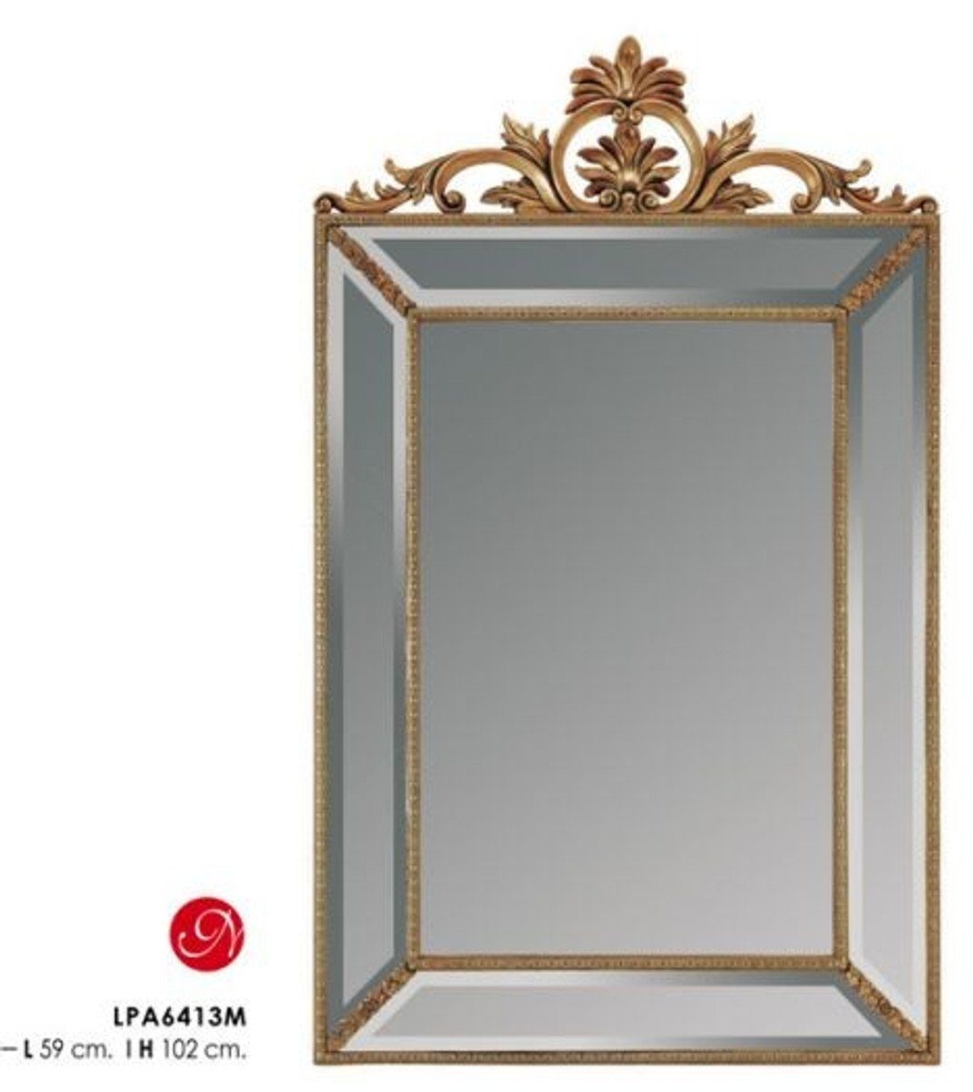 Casa Padrino Barockspiegel Barock Wandspiegel Gold H 102 cm, B 59 cm - Edel & Prunkvoll - Goldener Spiegel