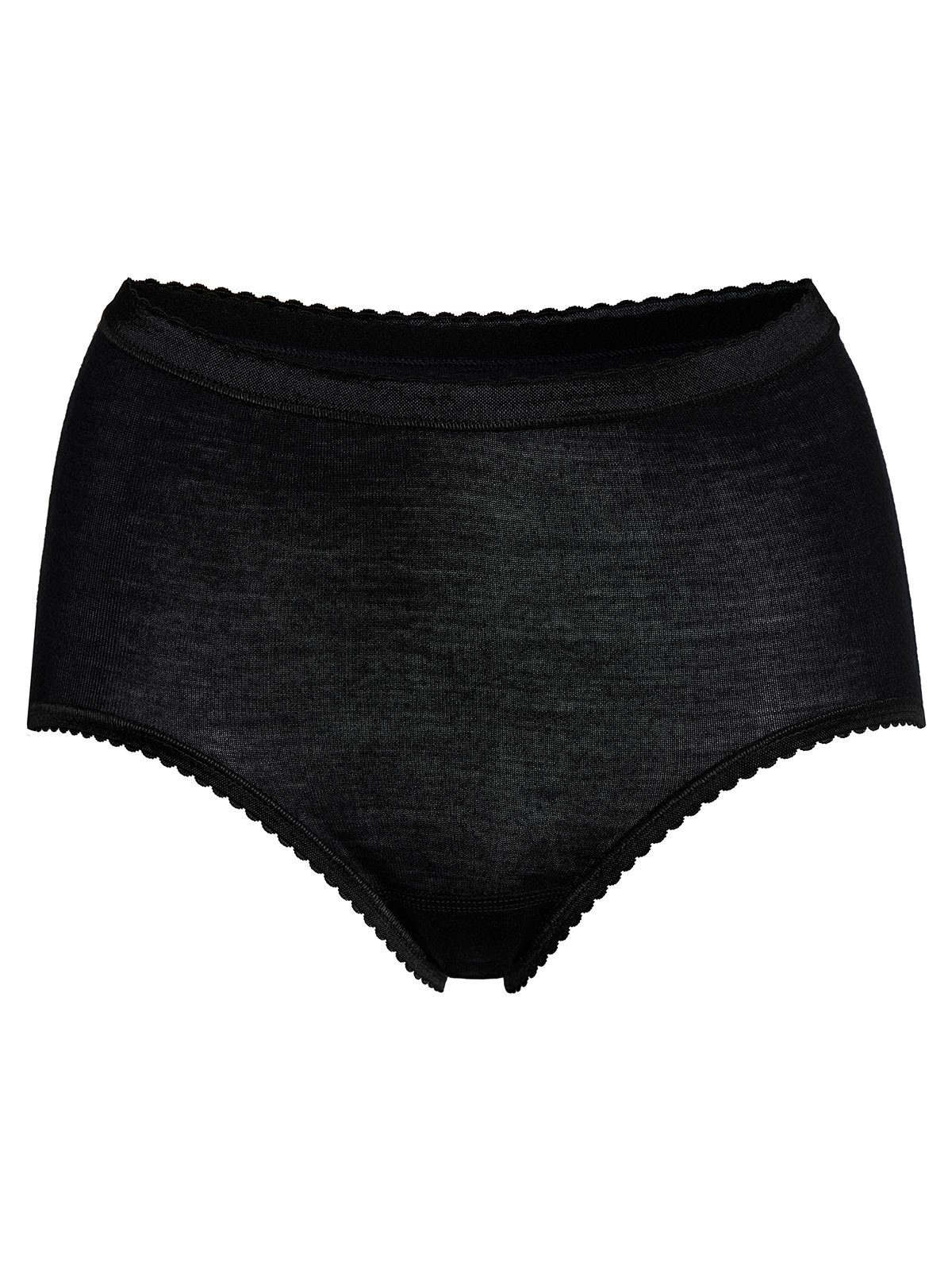 Taillenslip schwarz hohe Markenqualität 1-St) (Stück, Wolle Sangora Damen Thermounterhose
