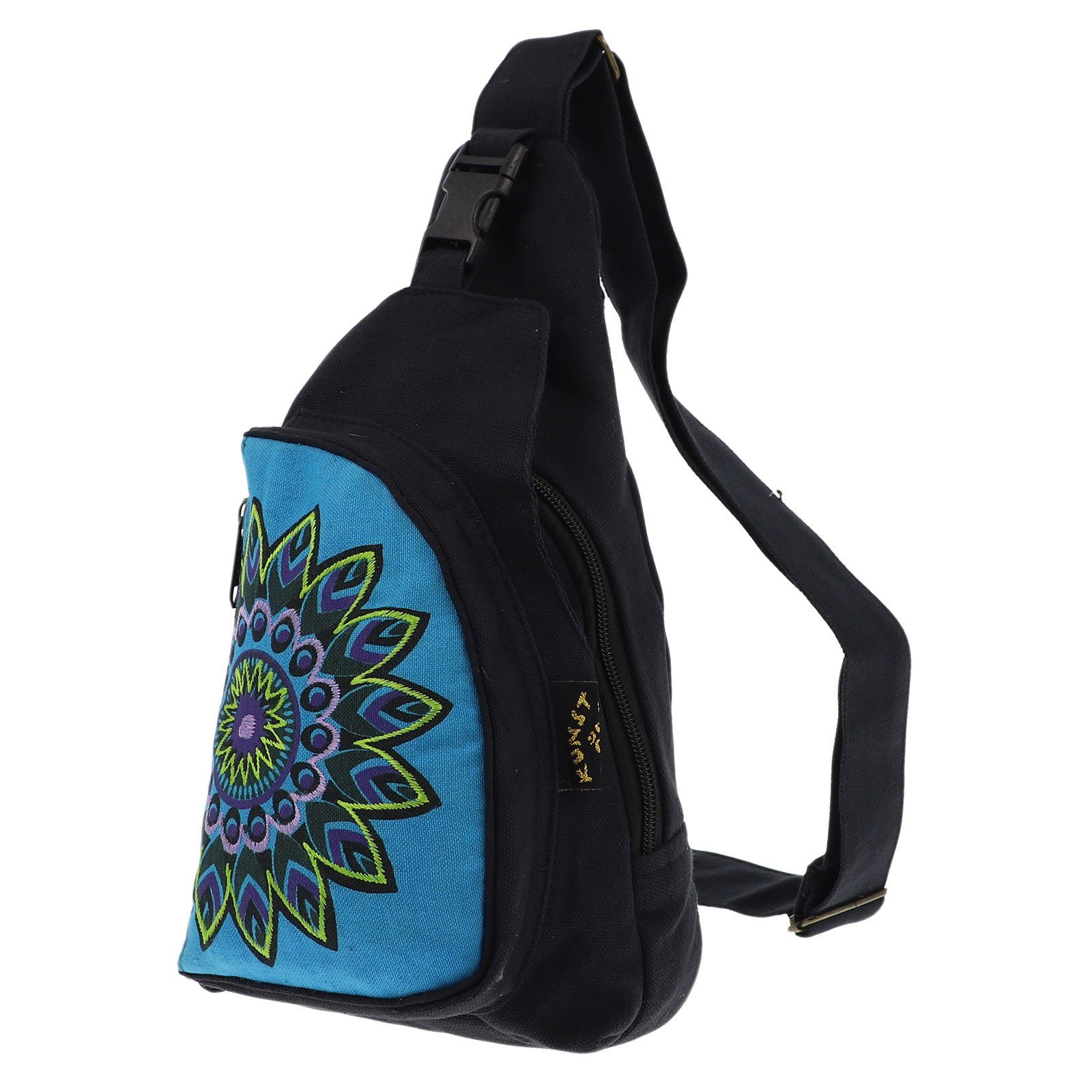 S Hippie Schwarz Mandala MAGIE KUNST UND Schultertasche Schultertasche Bodybag / Türkis Brutsttasche Rucksack Slingbag