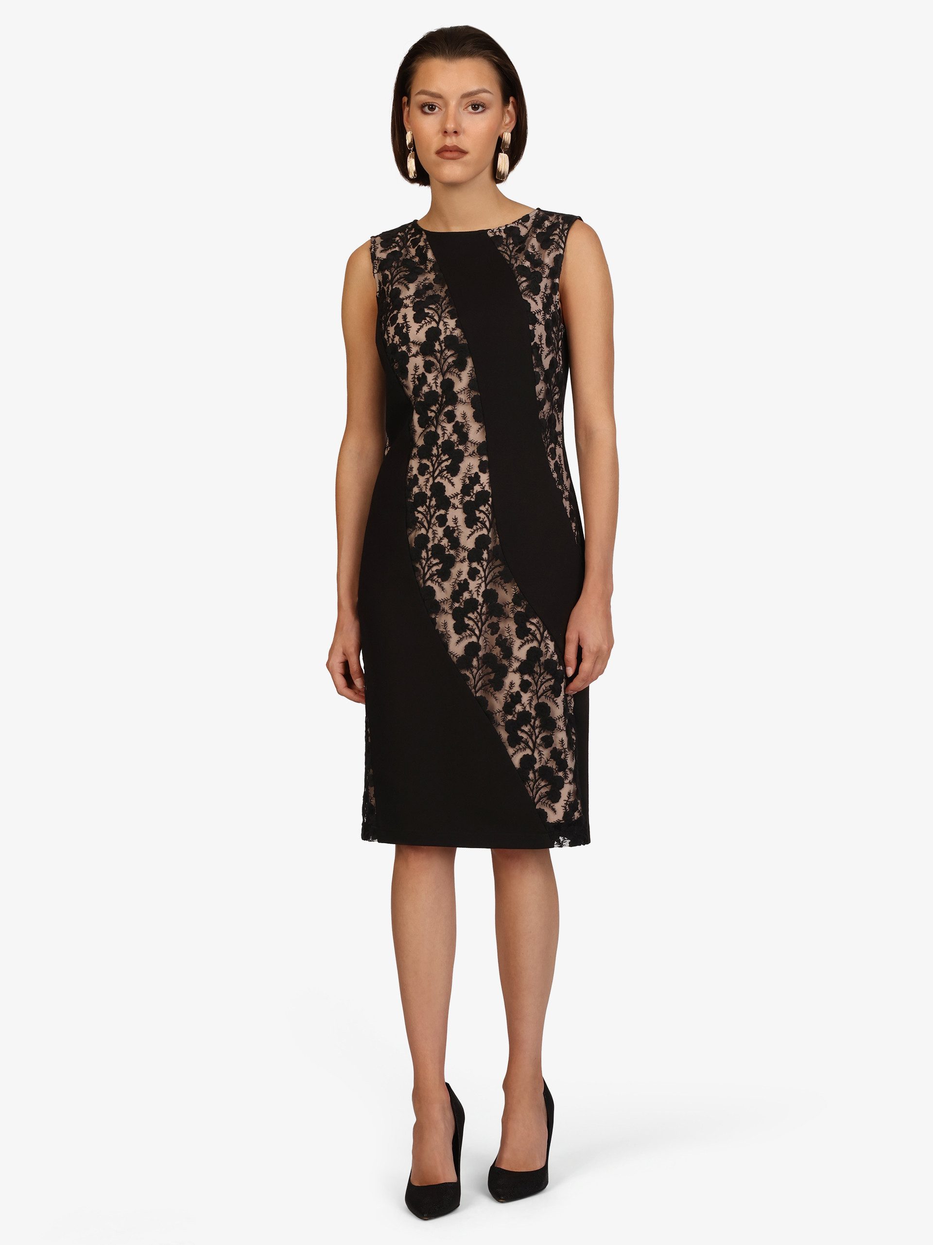 Kraimod Cocktailkleid mit floralen Spitzeneinsätzen