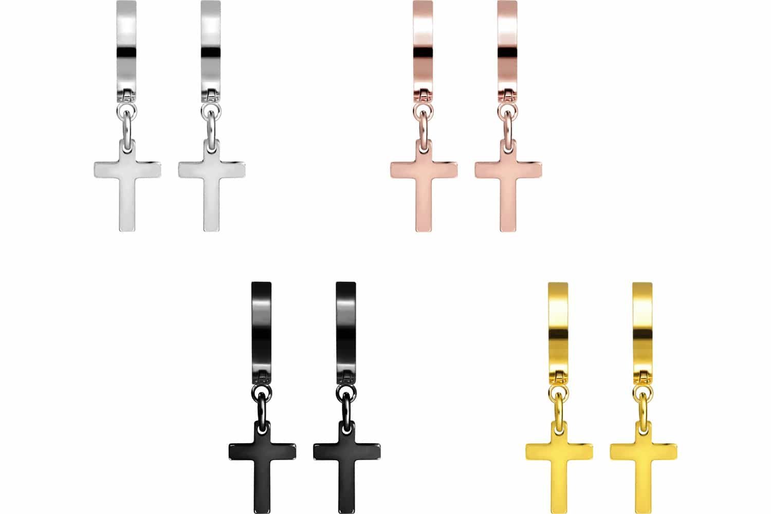 FILANGO Paar Creolen Titan Ohrclicker Creolen BEWEGLICHES KREUZ (Creolen, 1-tlg)
