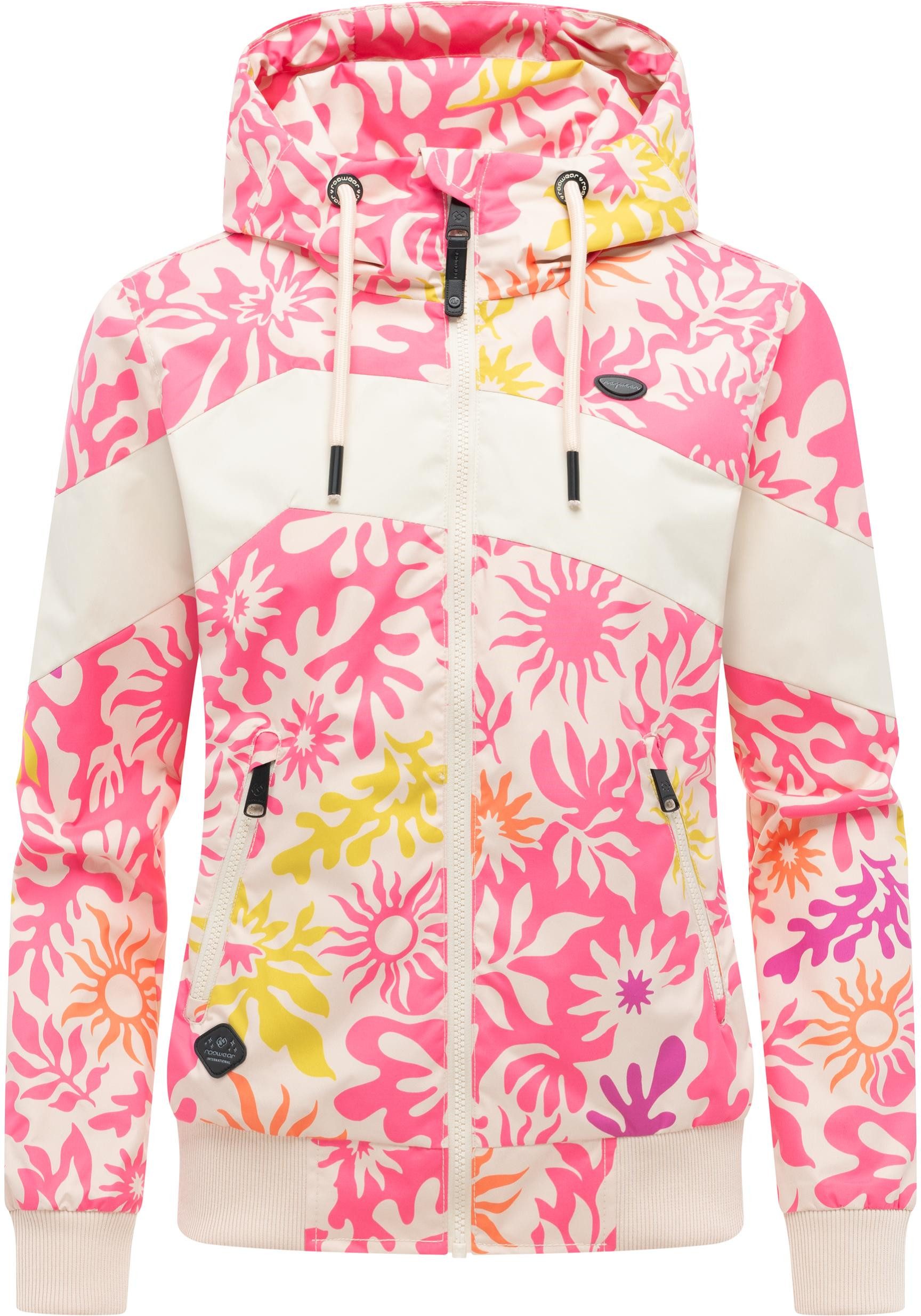 Ragwear Outdoorjacke Nuggie Block Flower modische Damen Freizeitjacke mit floralem Print