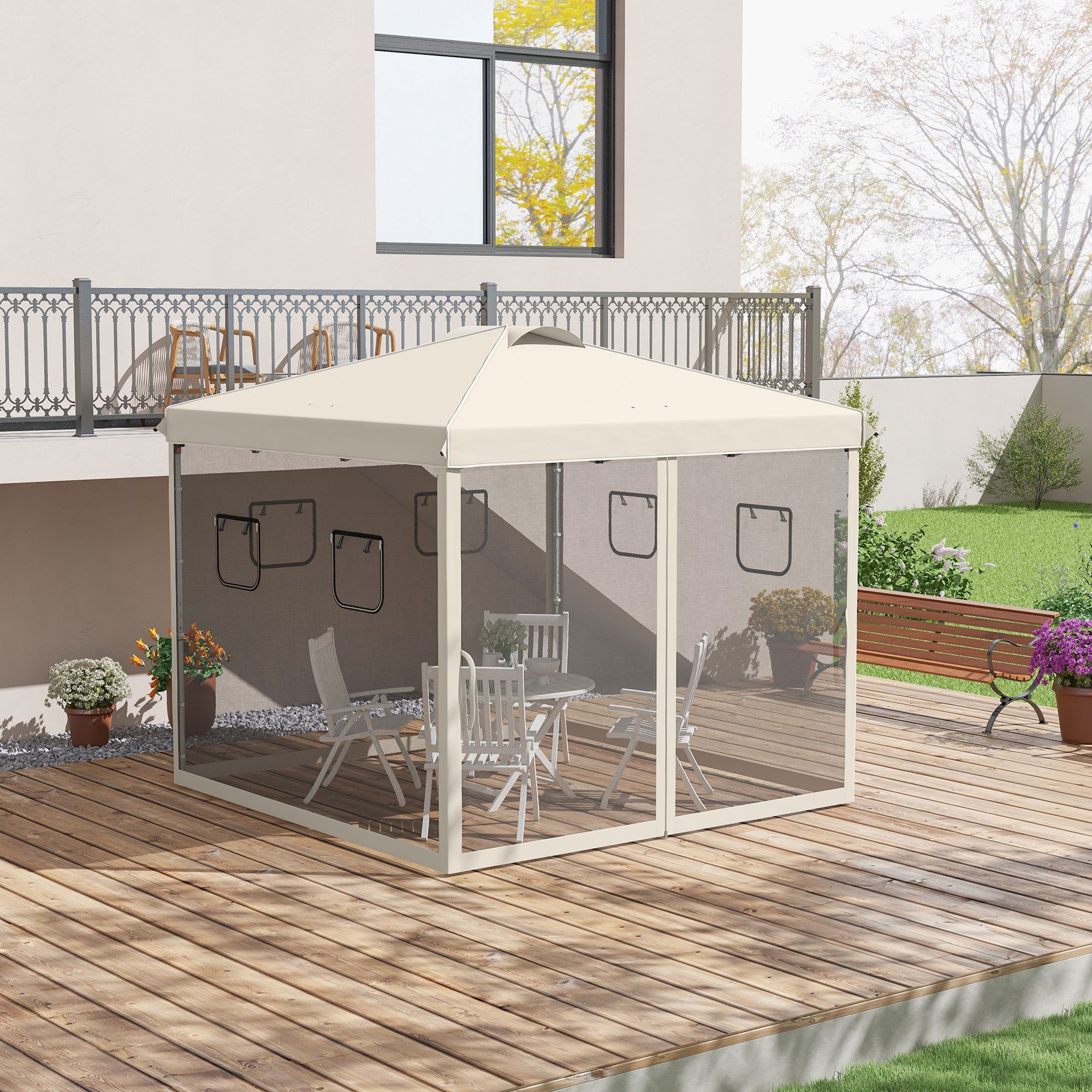 Outsunny Faltpavillon Pavillon mit 4 Netzvorhängen, günstig online kaufen
