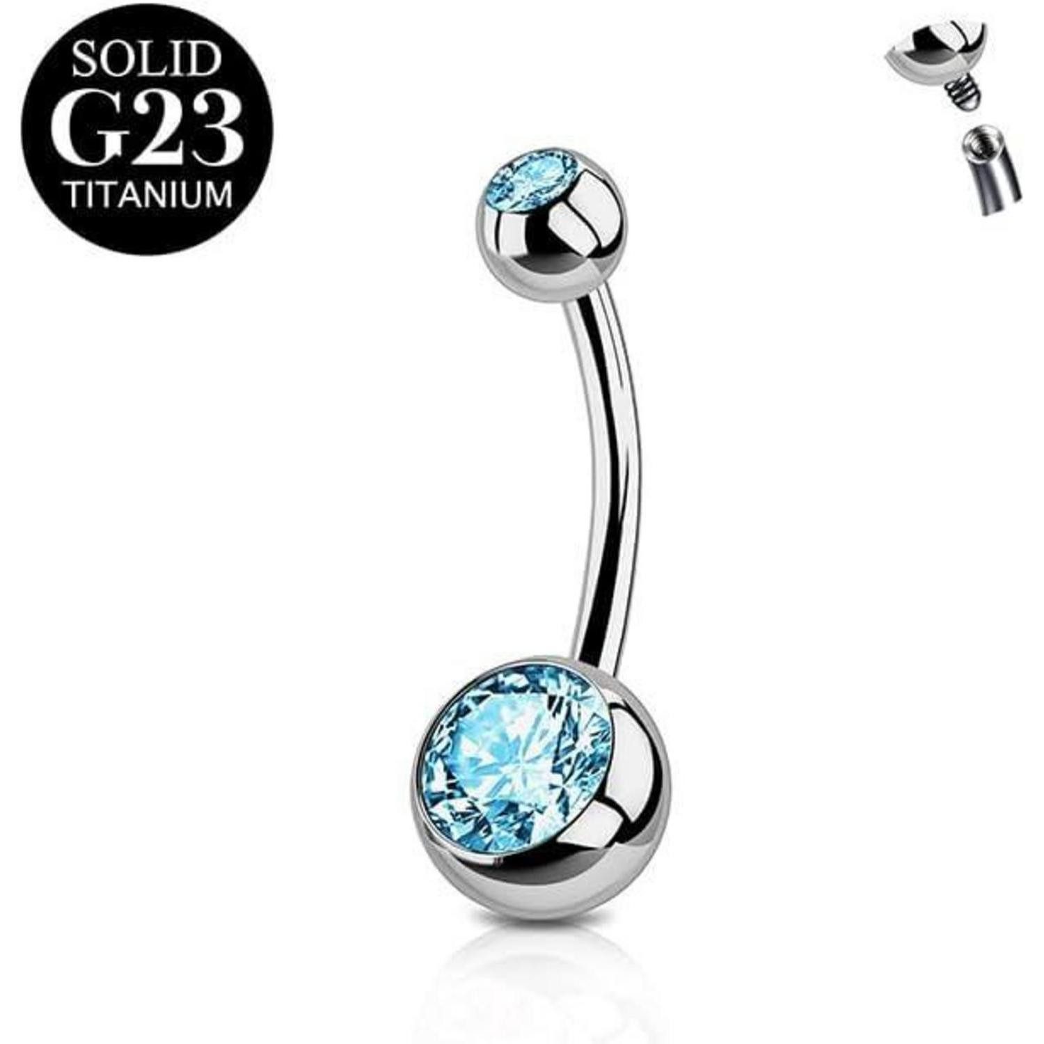 Bauchnabelpiercing Titan Bauchnabelpiercing Silber 1 Stück 14G 6mm-16mm Barbell CZ