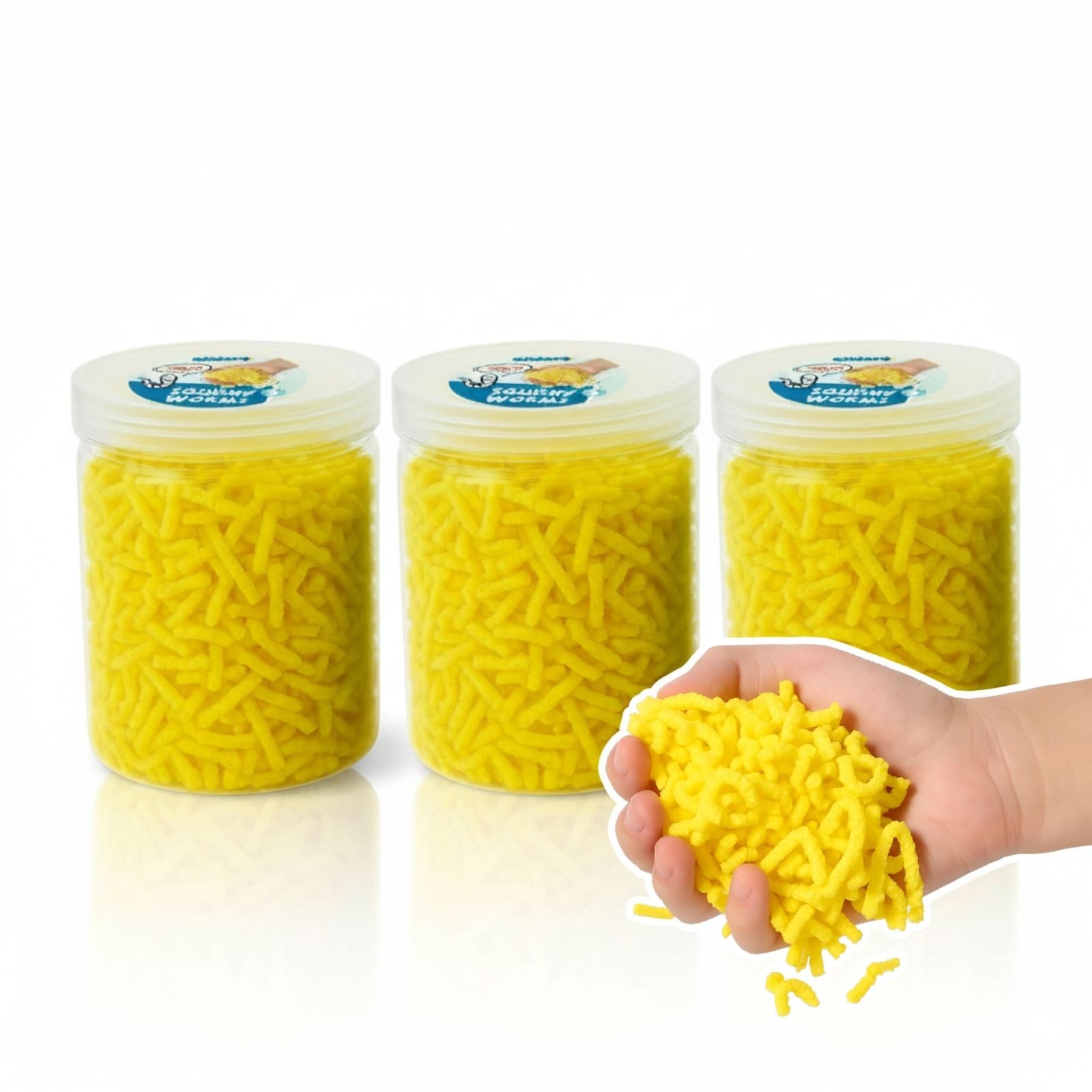 alldoro Fidget-Gadget Squishy Worms, 360g gelbe Fidget-Würmchen, Sensorisches Anti-Stress Spielzeug mit coolem Zappel-Effekt zum Kneten